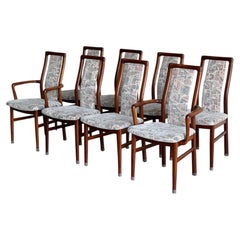Schou Andersen Rosewood Dining Chairs Set of 8 Wooden Seats Denmark MCM 1960s