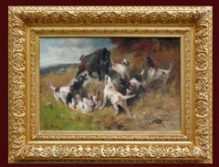 Antique Hunting scene with Boar
