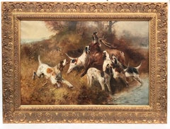 Hunting scene with Dogs and Deer