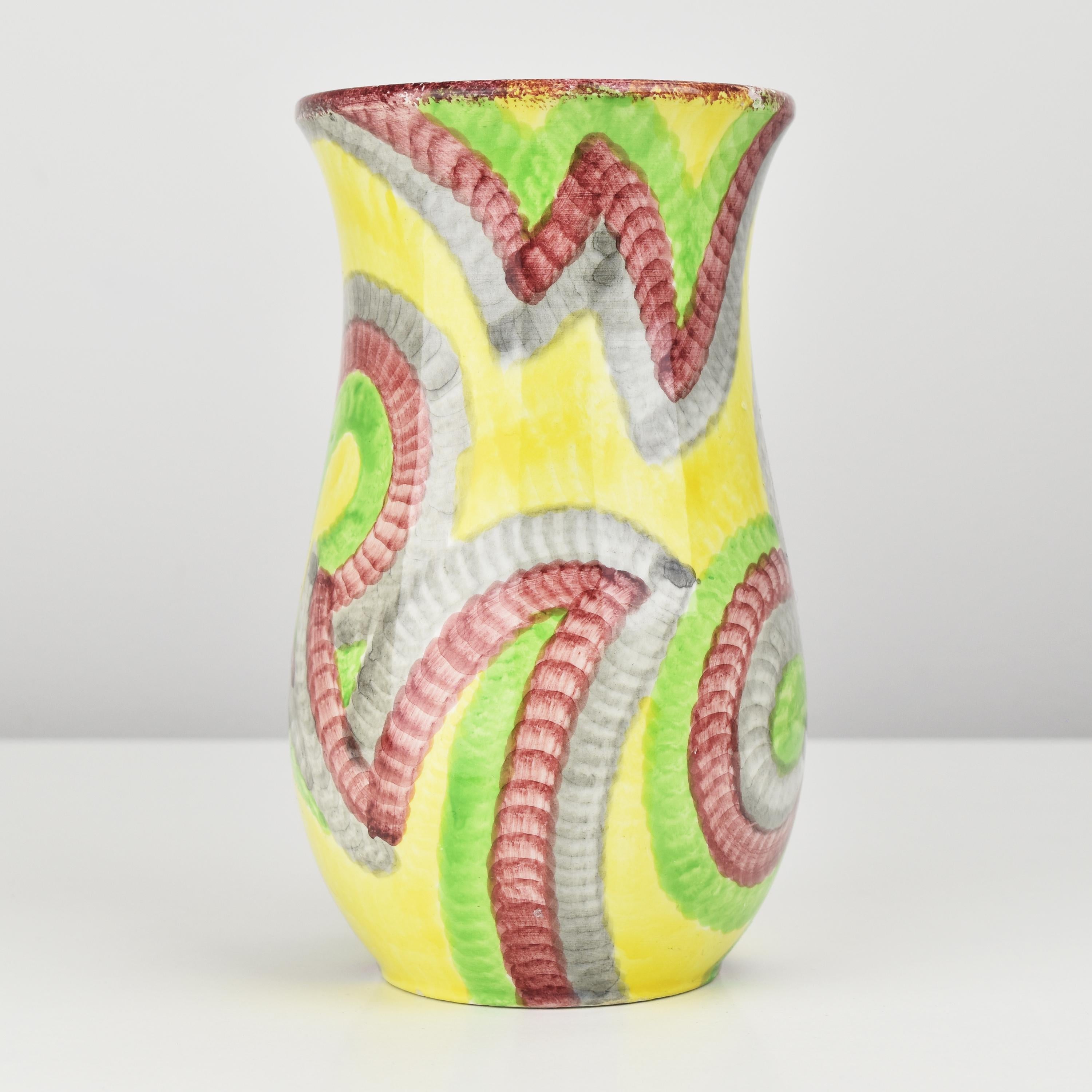 Allemand Vase en céramique Majolique Schramberg Eva Zeisel Gobelin époque Bauhaus en vente