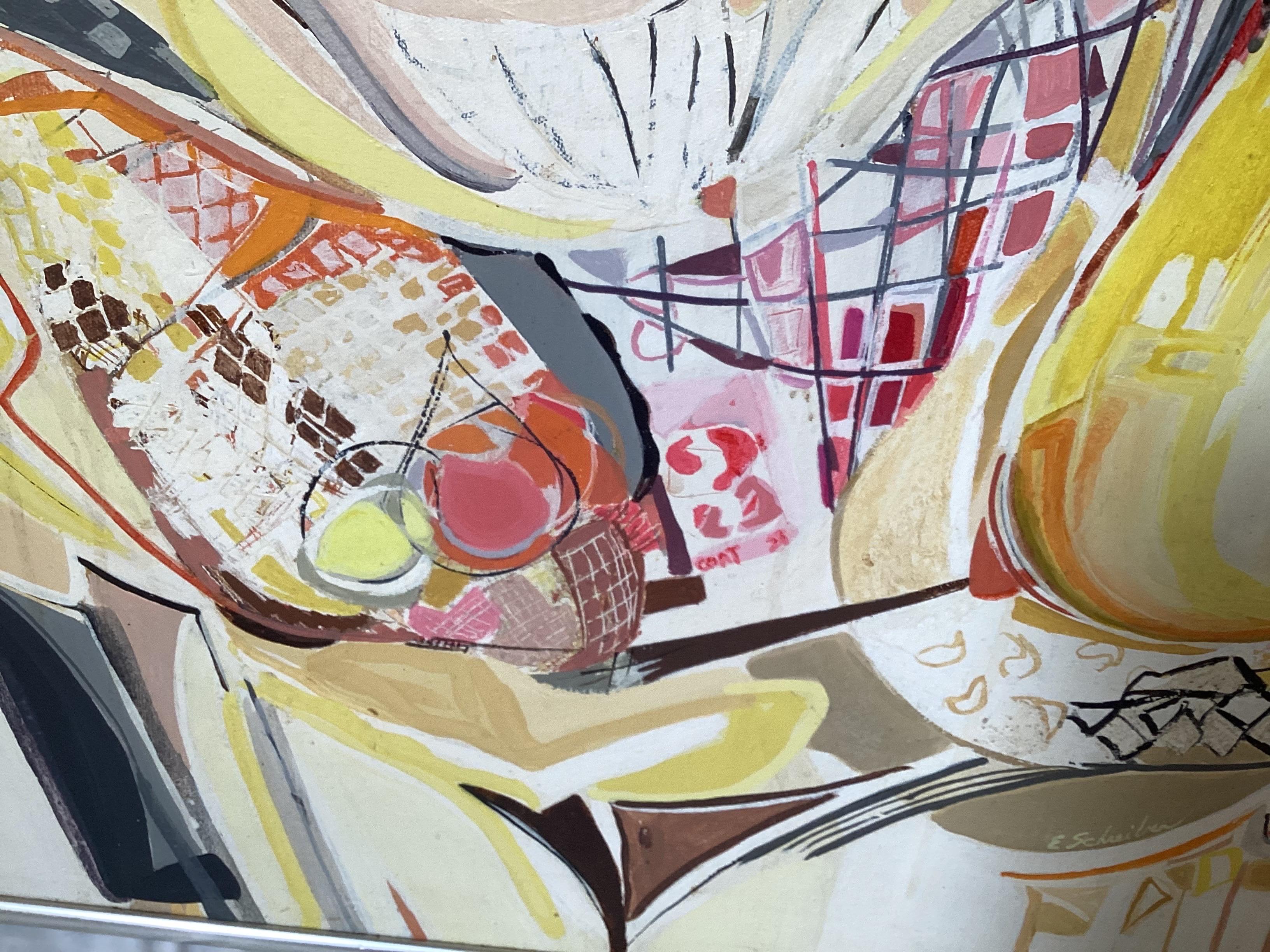 Mid-Century moderno Schreiber American Mid Century Modernist Abstract Painting in vendita