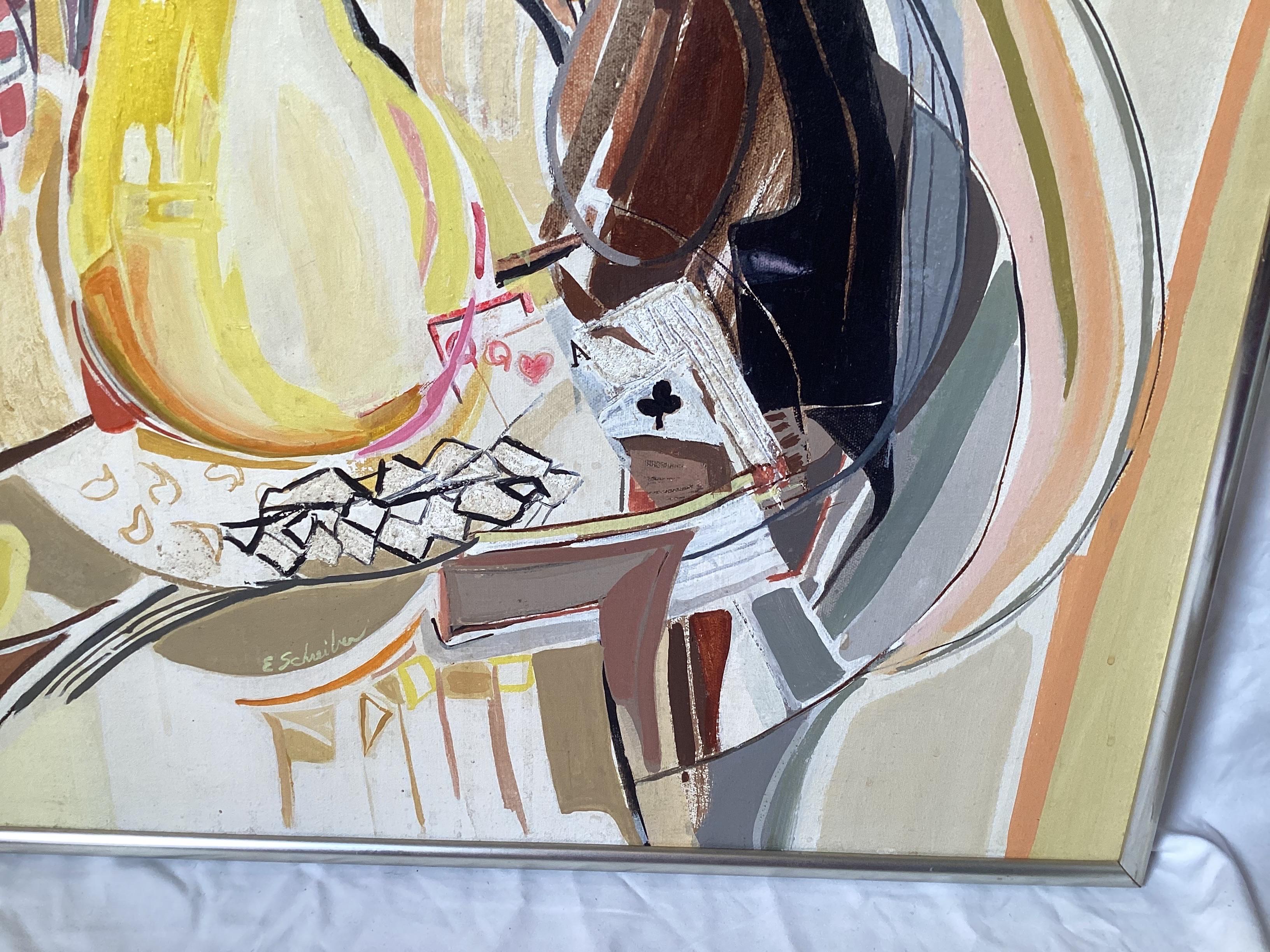 Dipinto Schreiber American Mid Century Modernist Abstract Painting in vendita