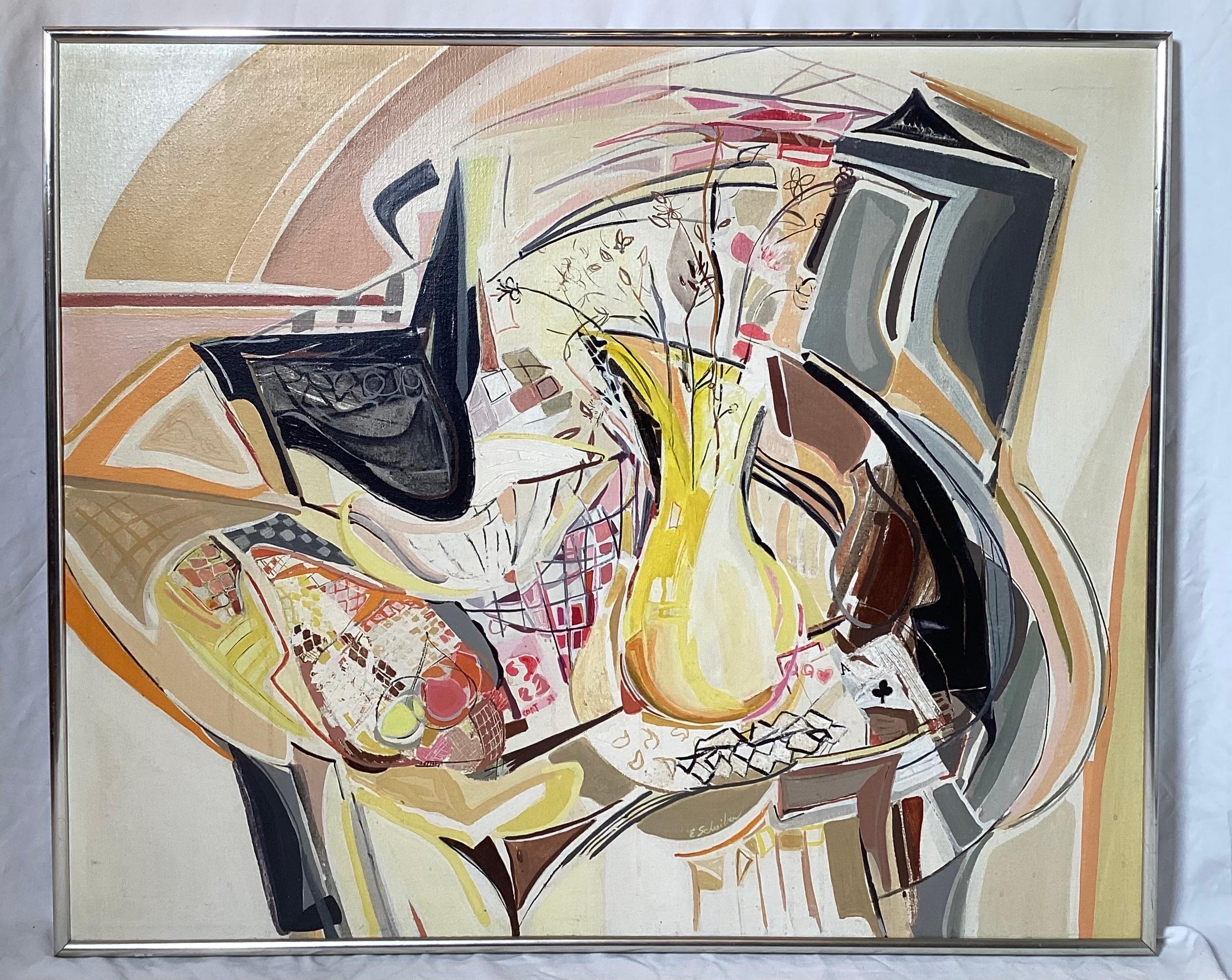 Schreiber American Mid Century Modernist Abstract Painting In condizioni buone in vendita a Lambertville, NJ