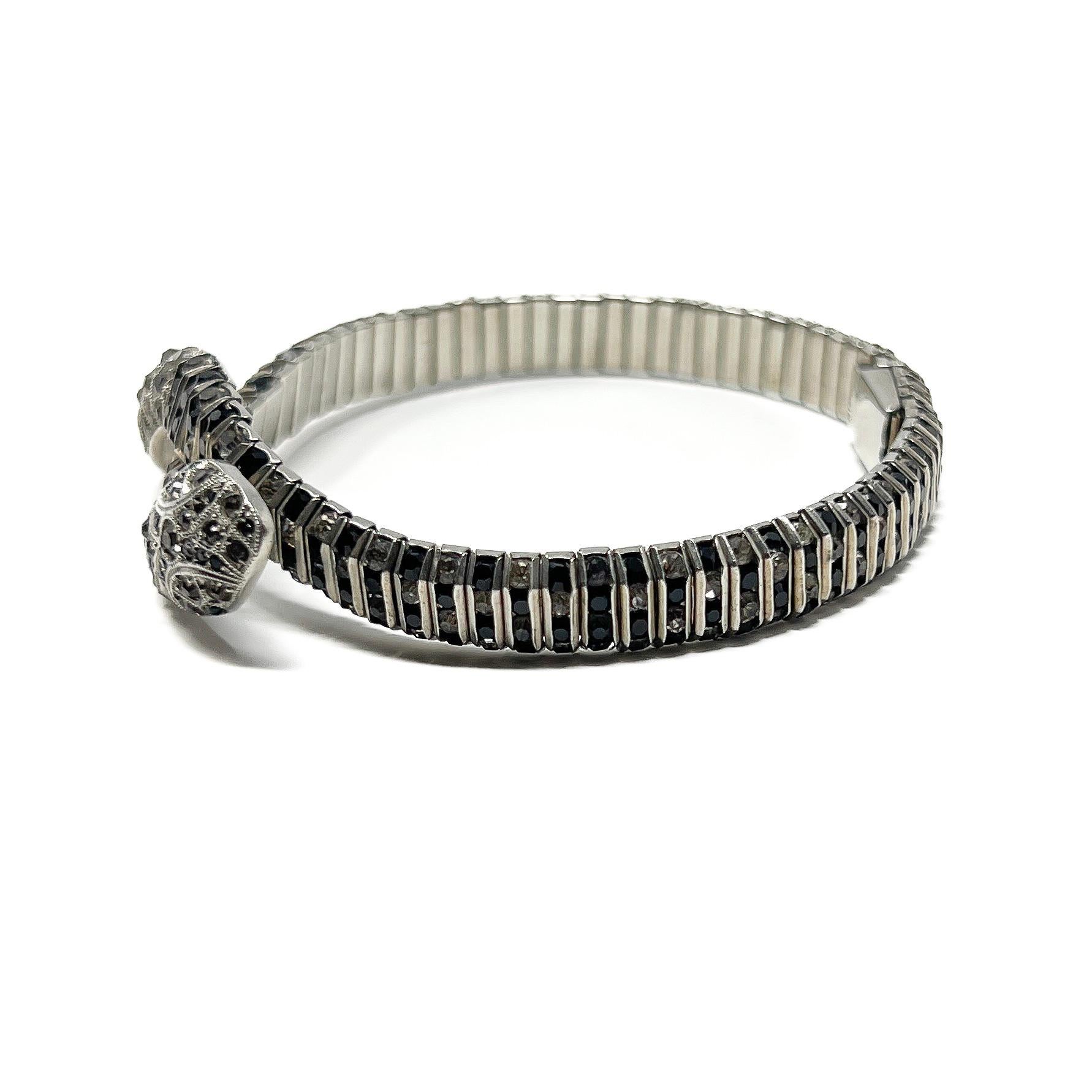 Schreiber and Hiller 1920s Art Deco Antique Paste Snake Bracelet For Sale 1