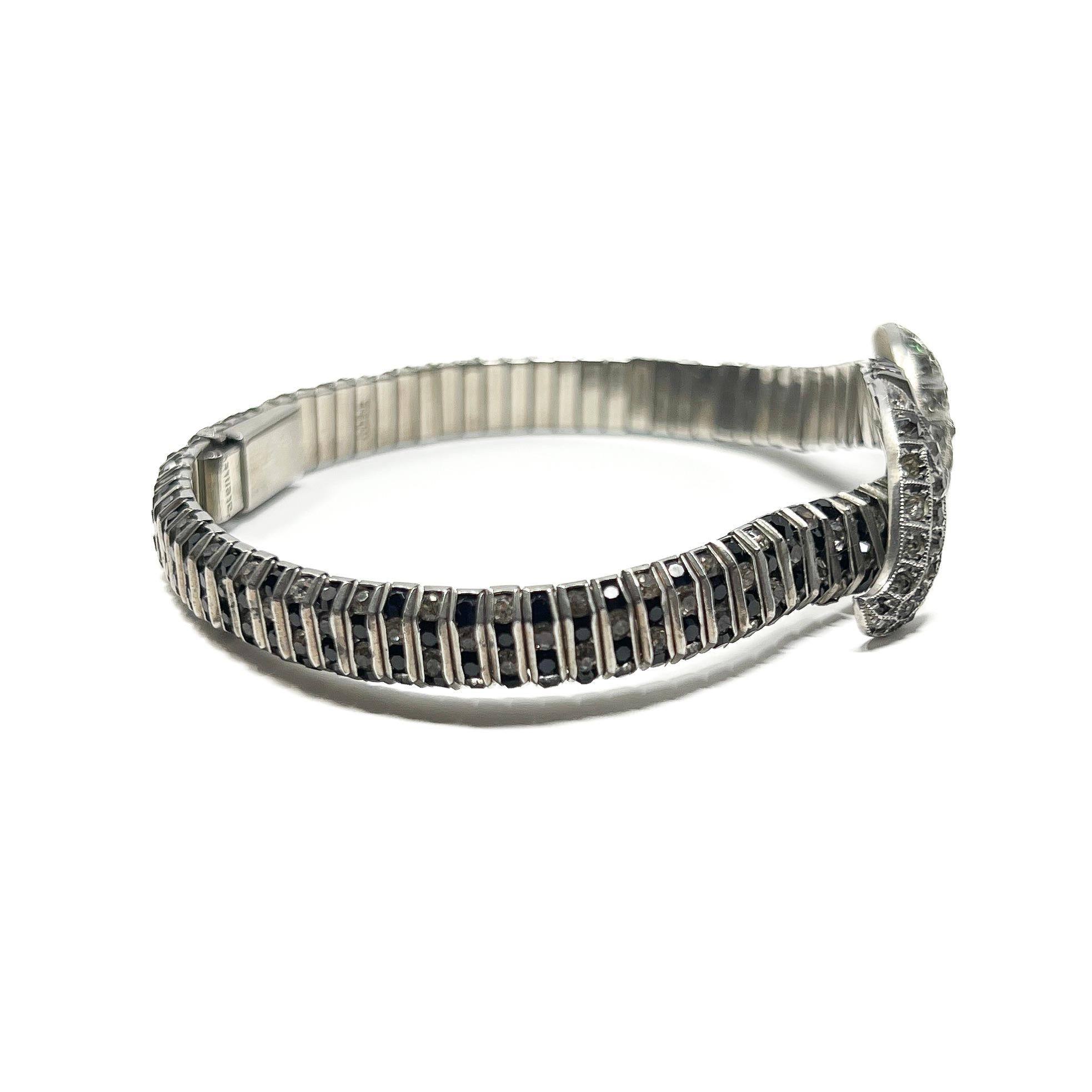 Schreiber and Hiller 1920s Art Deco Antique Paste Snake Bracelet For Sale 3
