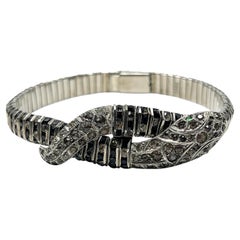 Schreiber and Hiller 1920s Art Deco Antique Paste Snake Bracelet