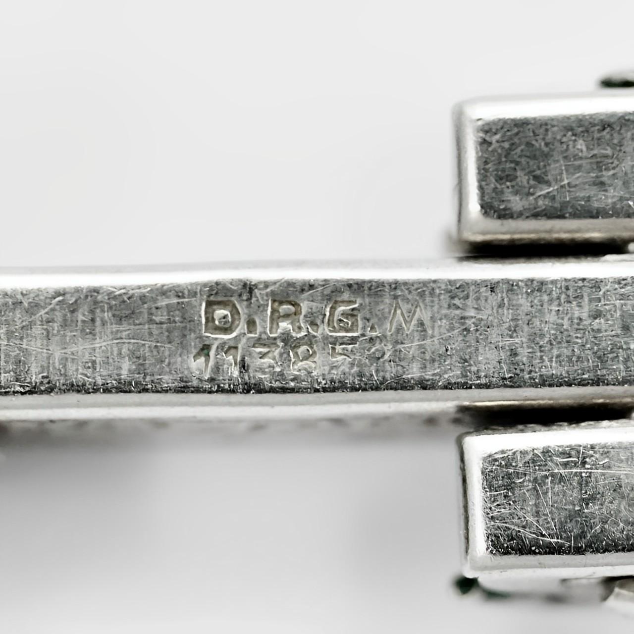 Schreiber & Hiller Art Deco DRGM Silver Tone Rhinestone Link Necklace Bracelet For Sale 4