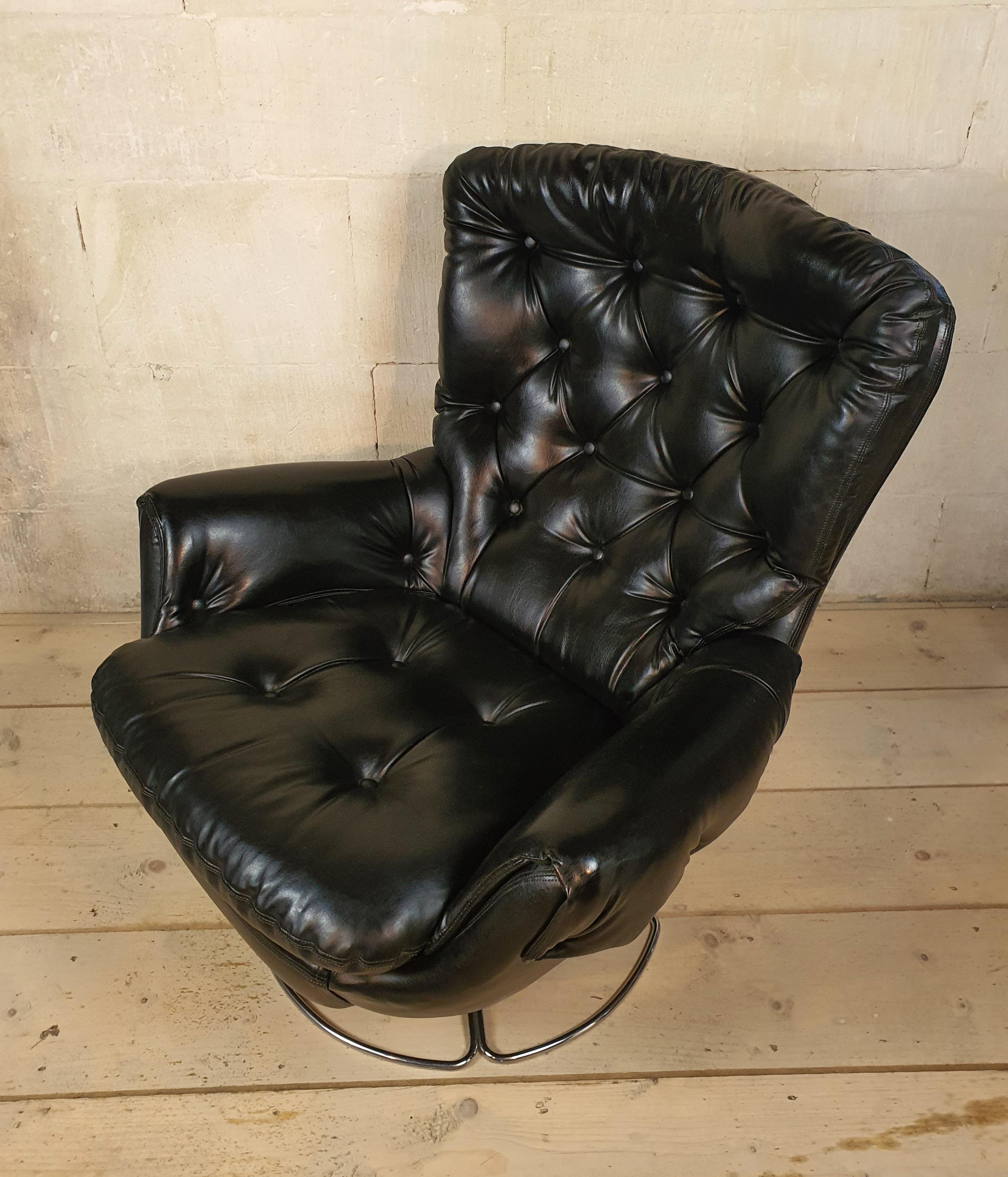 Faux Leather Schreiber Swivel 'Blofeld' James Bond Style Chair For Sale