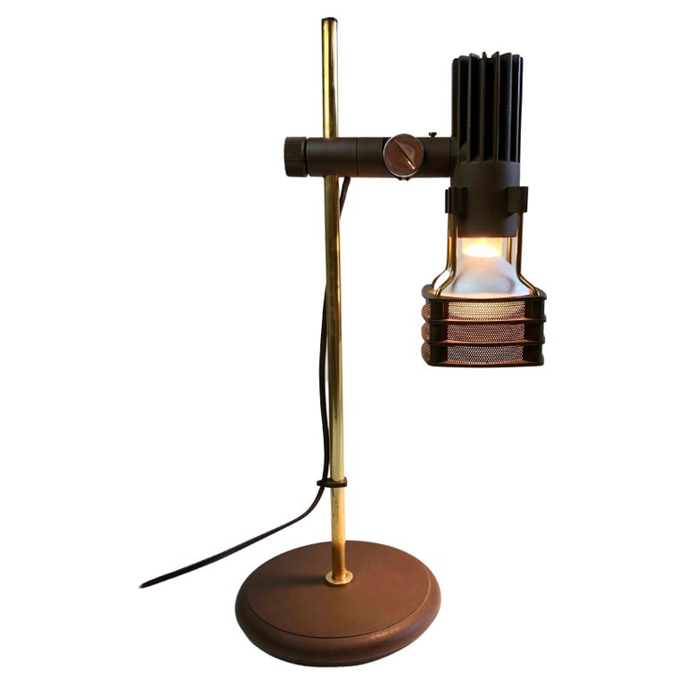Schreibtischlampe Von Fase, Spanien. Original 70er Lampe, Braun and Gold  For Sale at 1stDibs