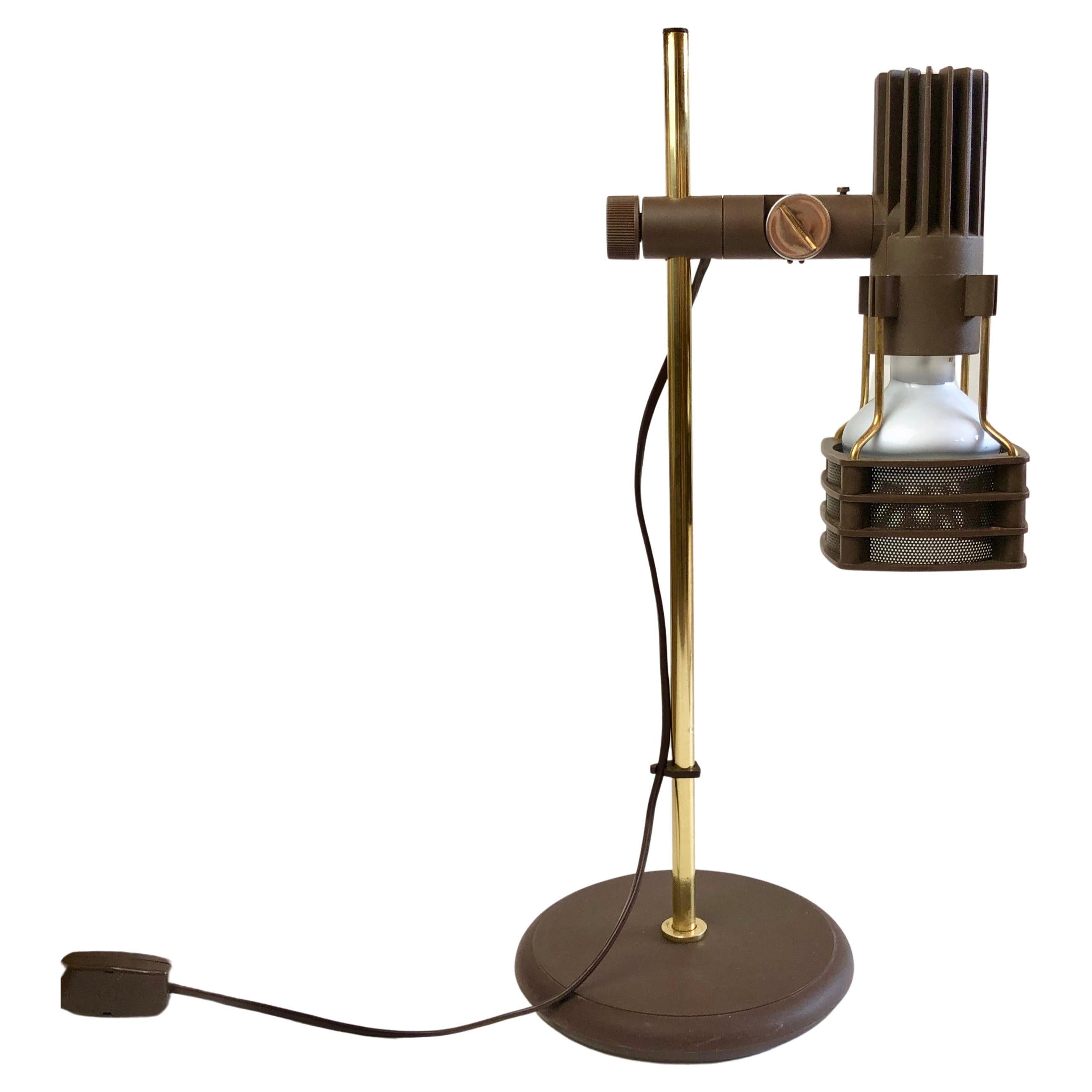 Schreibtischlampe Von Fase, Spanien. Original 70er Lampe, Braun and Gold  For Sale at 1stDibs