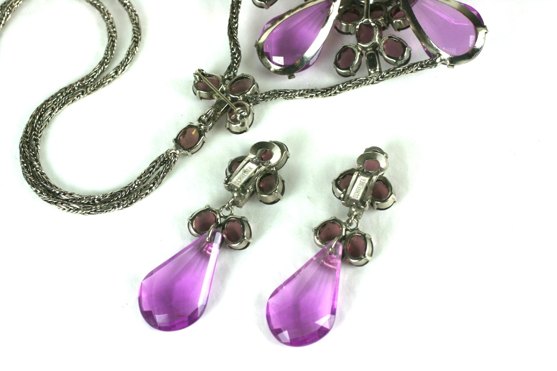 Schreiner Amythest Pendant Necklace and Earrings 3