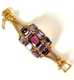 Bracelet Schreiner (Attr.) en or, cristal violet et strass lavande, années 1950