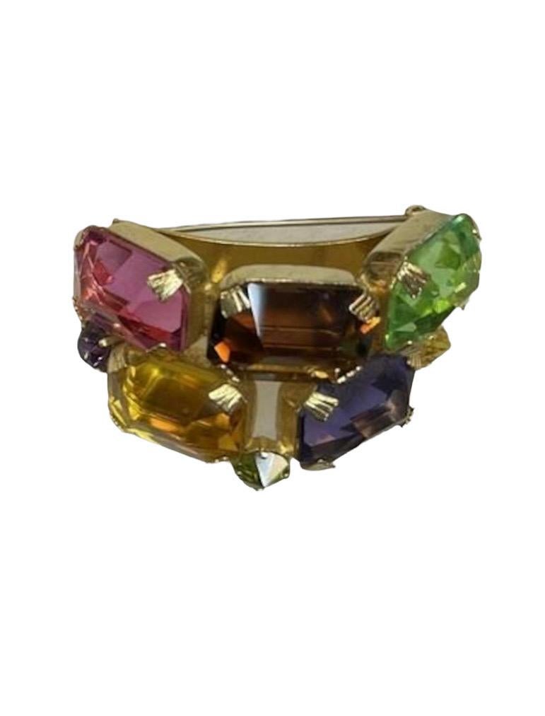 Schreiner (Attr.) Gold, Purple Crystal and Lavender Rhinestone 1950s Bracelet 13
