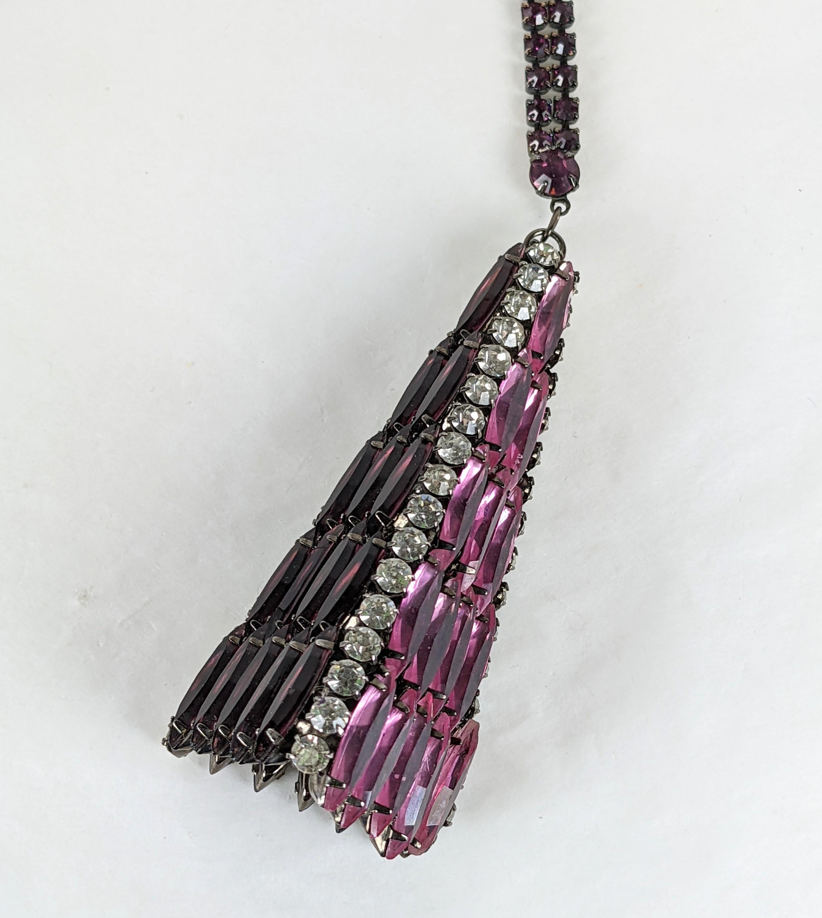Schreiner Rare Long Triangle Pendant Necklace In Excellent Condition For Sale In New York, NY