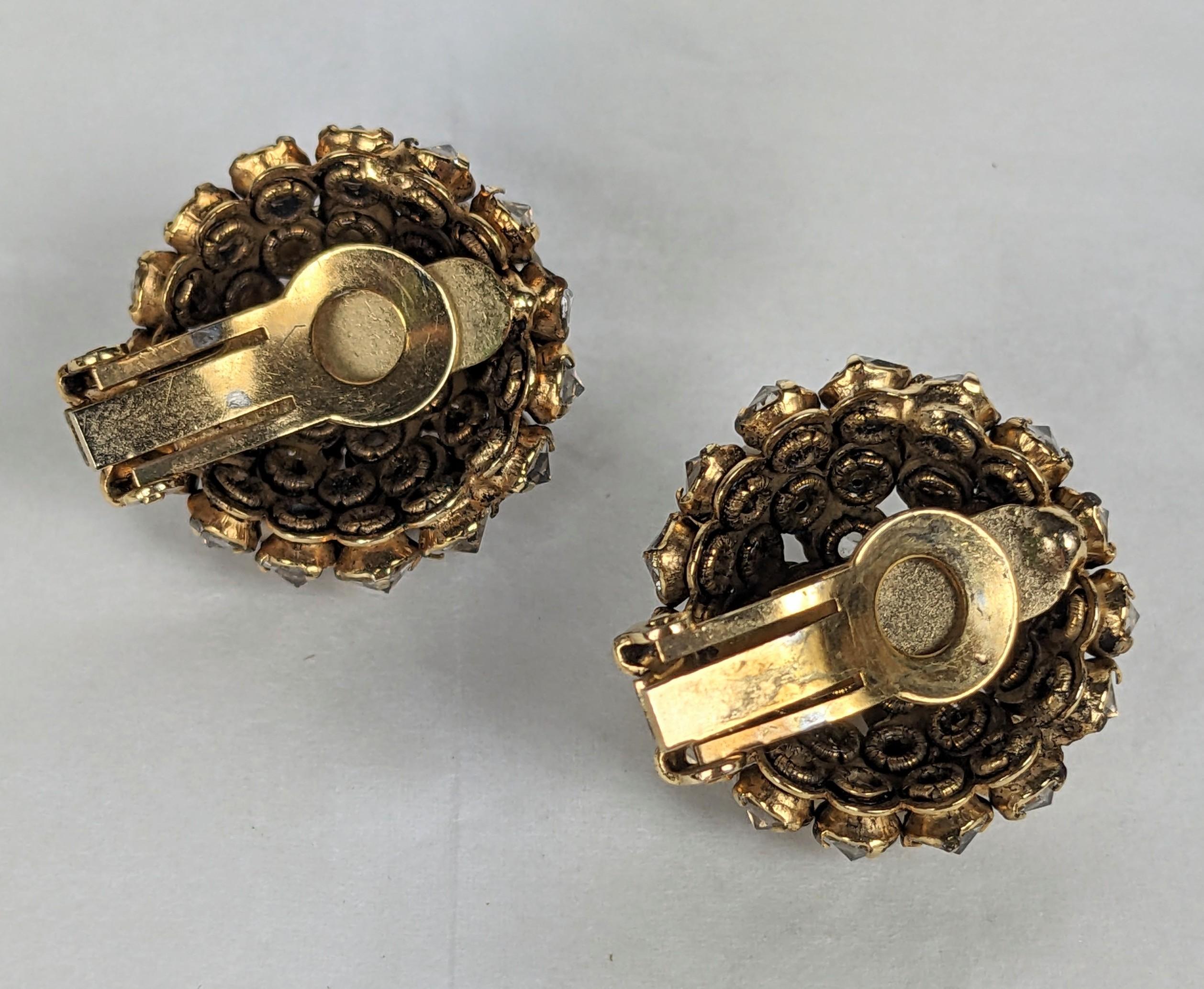 Women's or Men's Schreiner Reverse Crystal and Faux Pearl Earrings For Sale