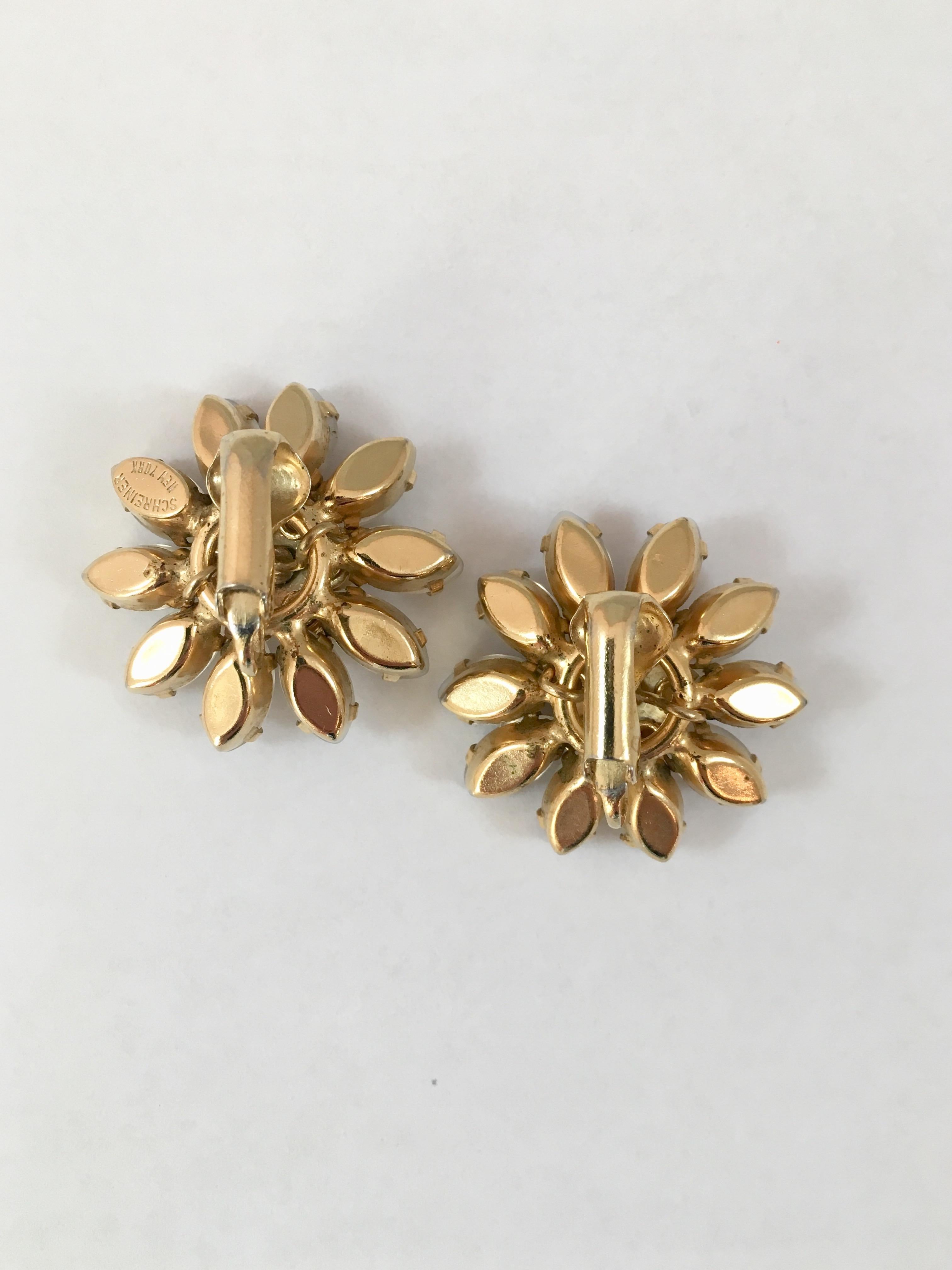 Schreiner White and Yellow Flower Earrings 1960s 4