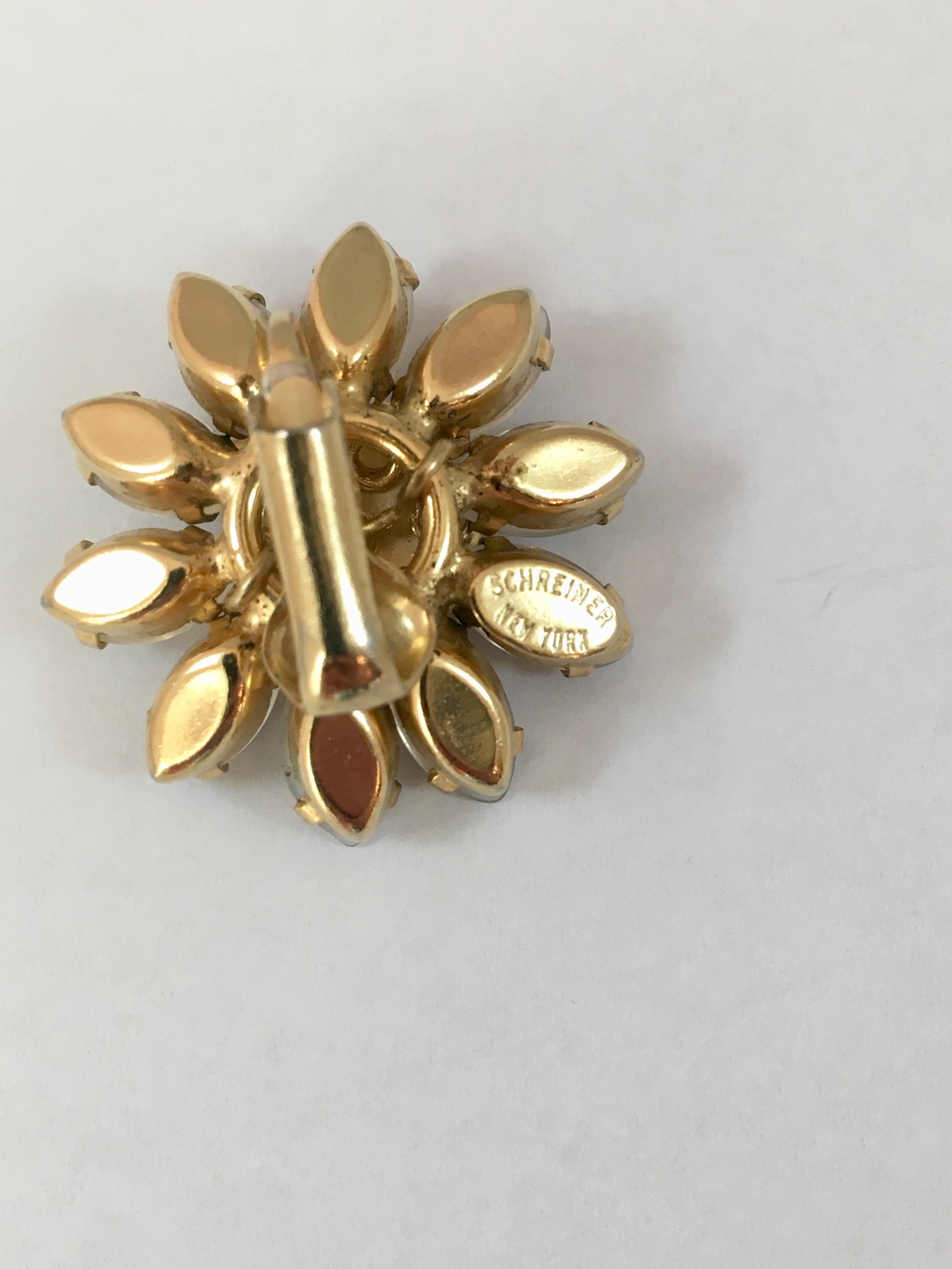 Schreiner White and Yellow Flower Earrings 1960s 5