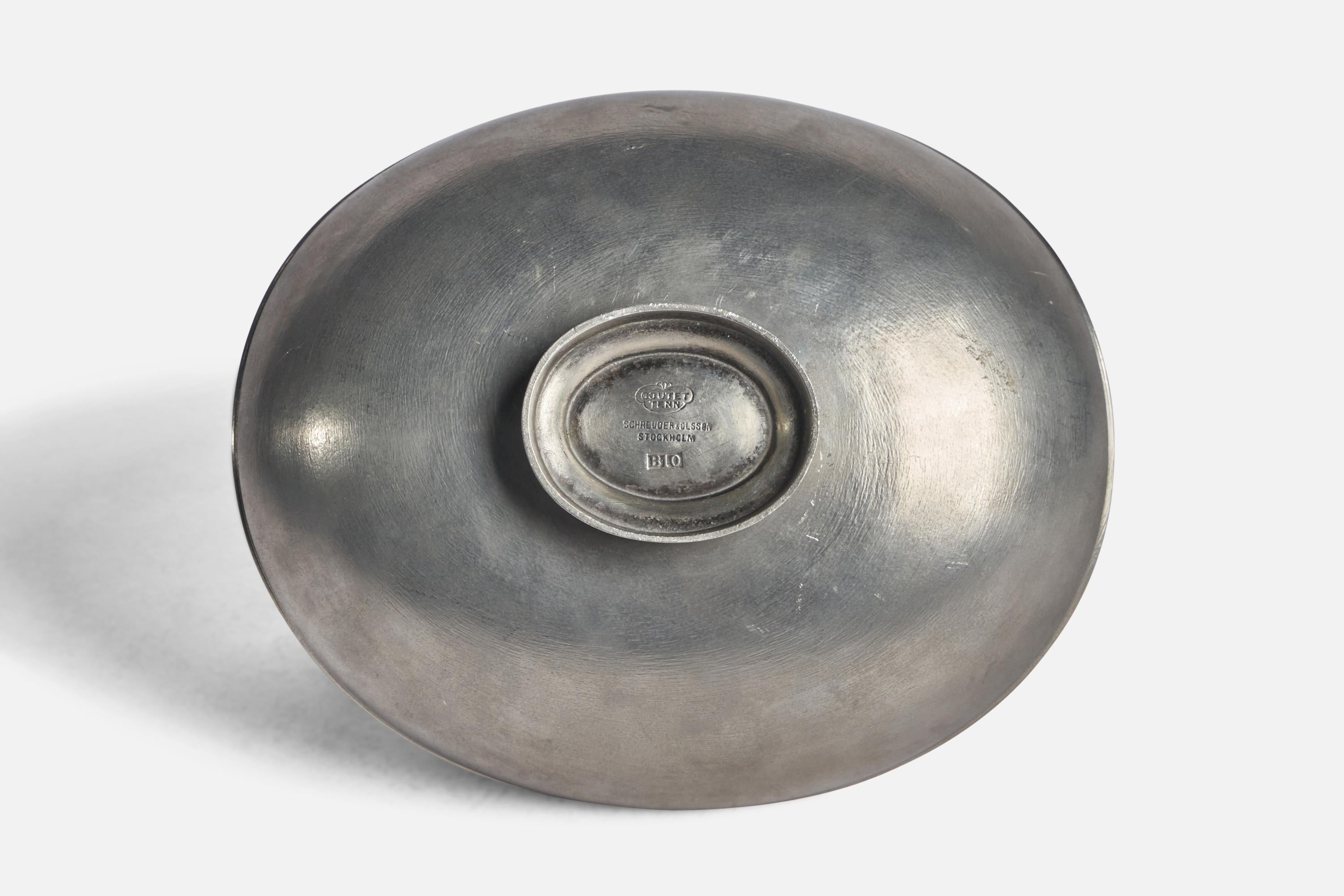 Schreuder & Olsson, Bowl, Pewter, Sweden, 1930s In Good Condition For Sale In High Point, NC