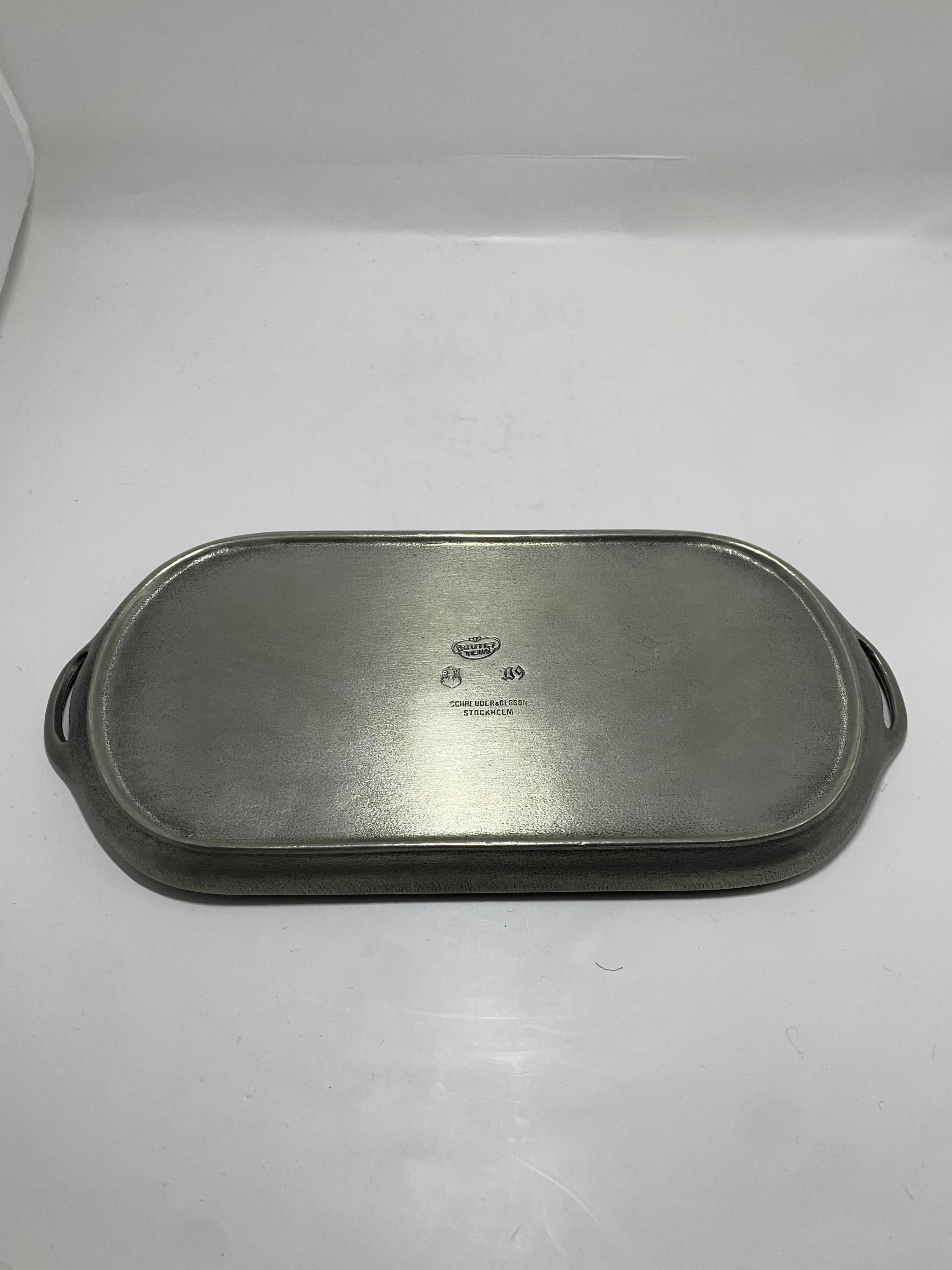 Schreuder & Olsson Bandeja sueca de estaño para servir con asas Sueco en venta