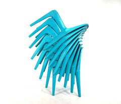 Schröder & Henzelmann 1970s Turquoise Stackable Dining Chairs