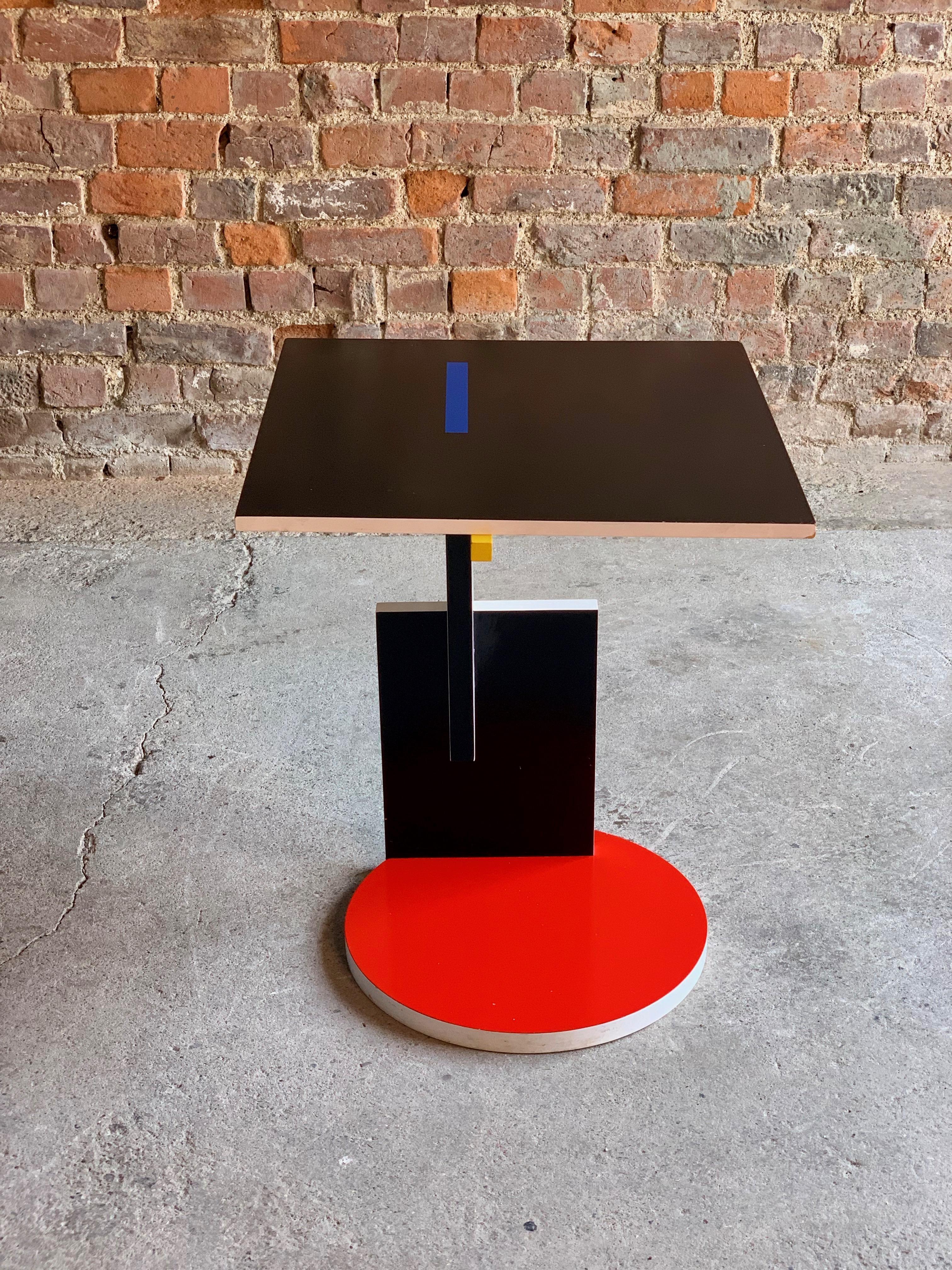 Bauhaus Schroeder 1 Side Table Designed by Gerrit Rietveld by Cassina Italy, circa 1980