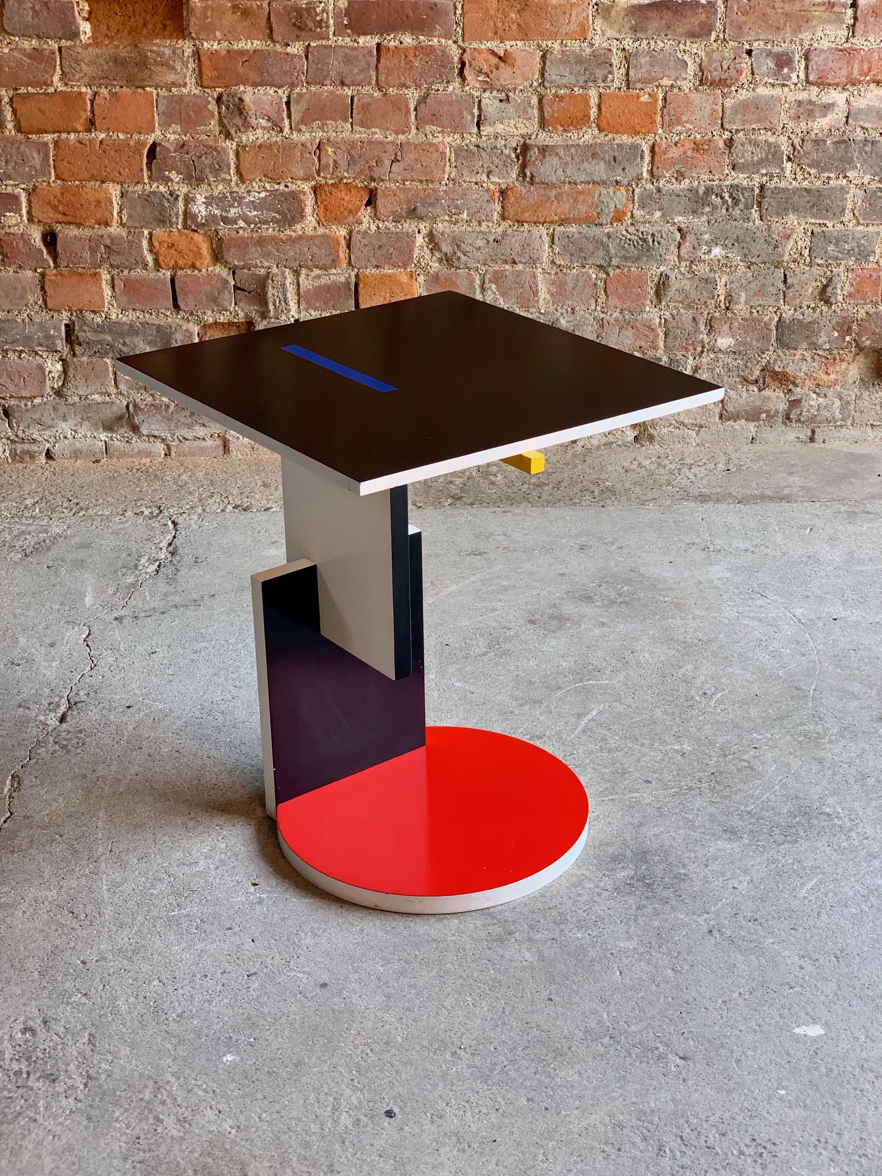 Schroeder 1 Side Table Designed by Gerrit Rietveld by Cassina Italy, circa 1980 In Fair Condition In Longdon, Tewkesbury