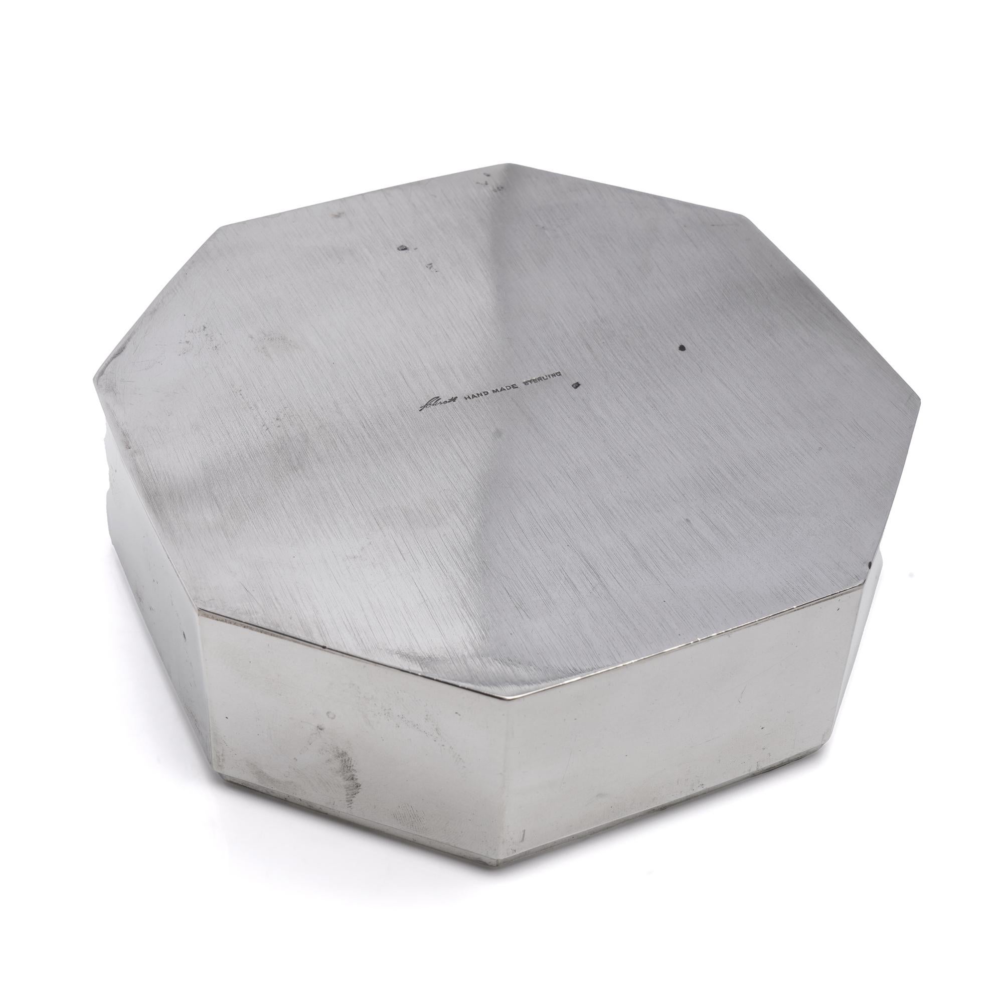Schroth Jewelers American Hand Made Sterling Silber 925 und Emaille achteckige Box im Angebot 4