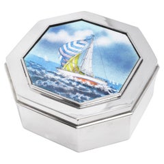 Schroth Jewelers Boîte octogonale en argent 925 et émail, fabriquée à la main en Amérique.
