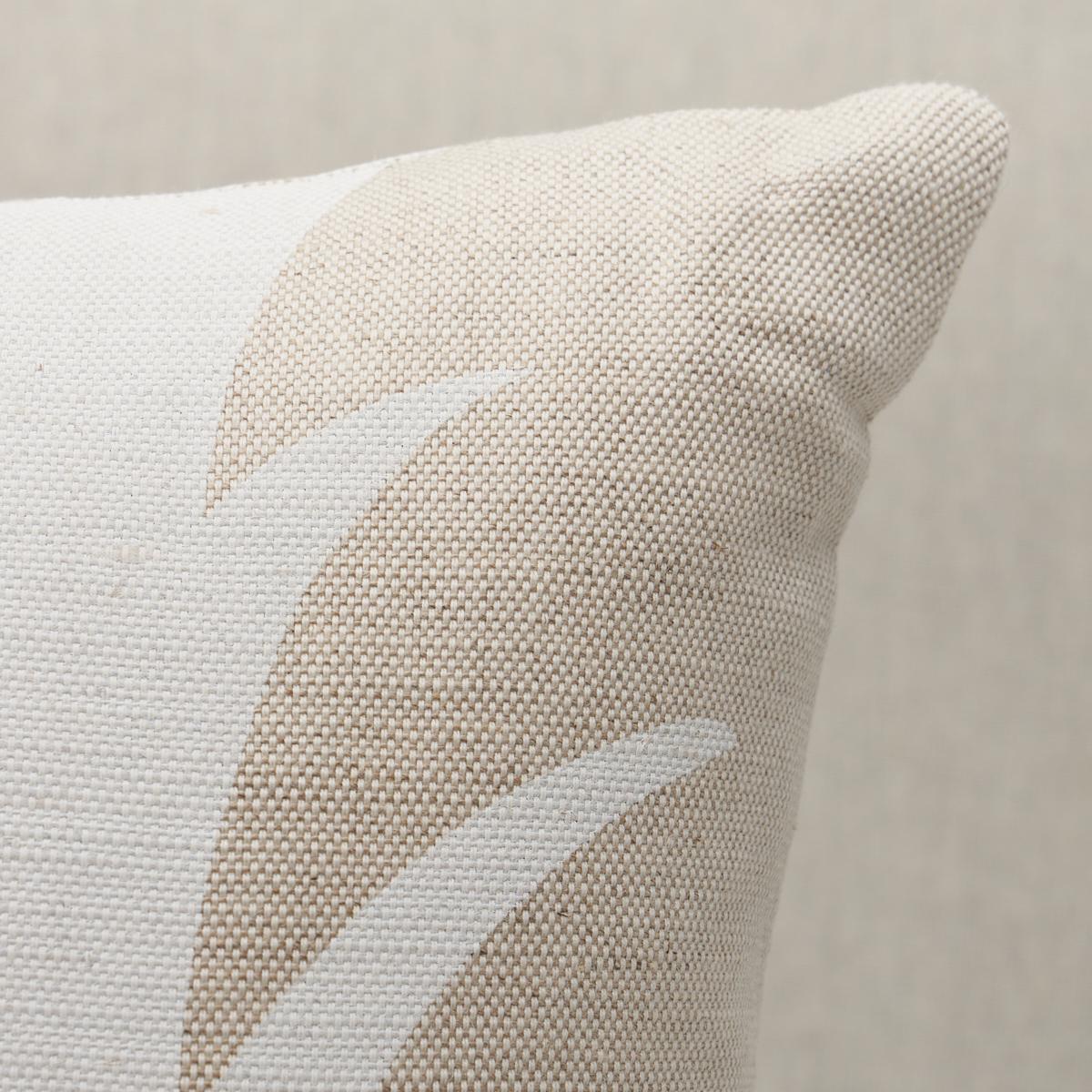 This pillow features Acanthus Stripe by Celerie Kemble for Schumacher with a knife edge finish. This pattern is a stylized stripe based on a classic acanthus motif. Elegant and airy, Acanthus Stripe in natural is also incredibly easy to use. Pillow