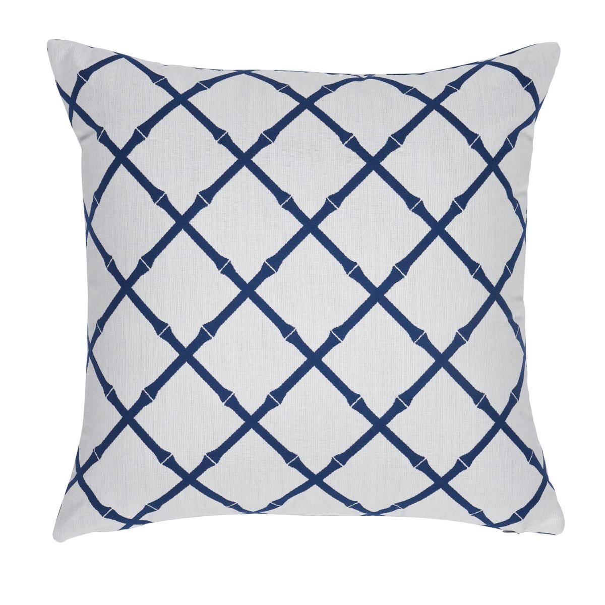 Schuamcher Bamboo Trellis I/O 20" Pillow in Navy For Sale