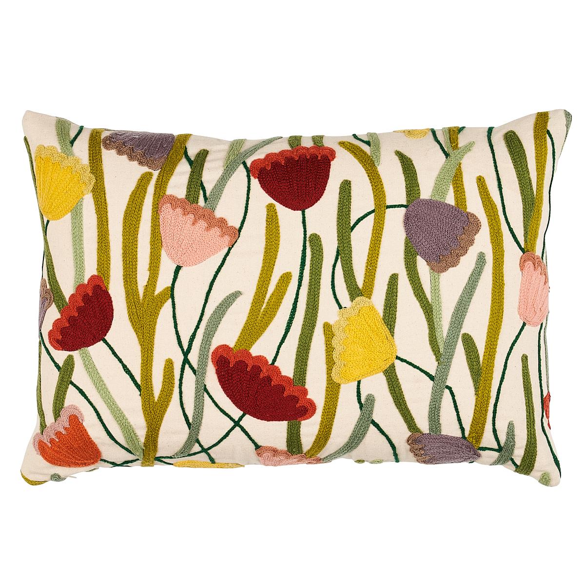 Schuamcher Deco Flower Embroidery 20" Pillow in Multi
