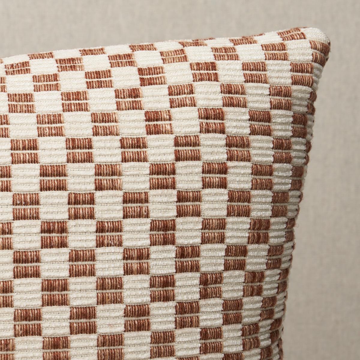 This pillow features Elkart with a knife edge finish. Elkhart is a soft, artisanal small woven check with a wonderfully homespun quality. Pillow includes a feather/down fill insert and hidden zipper closure. *If out of stock, lead-time is 15-20