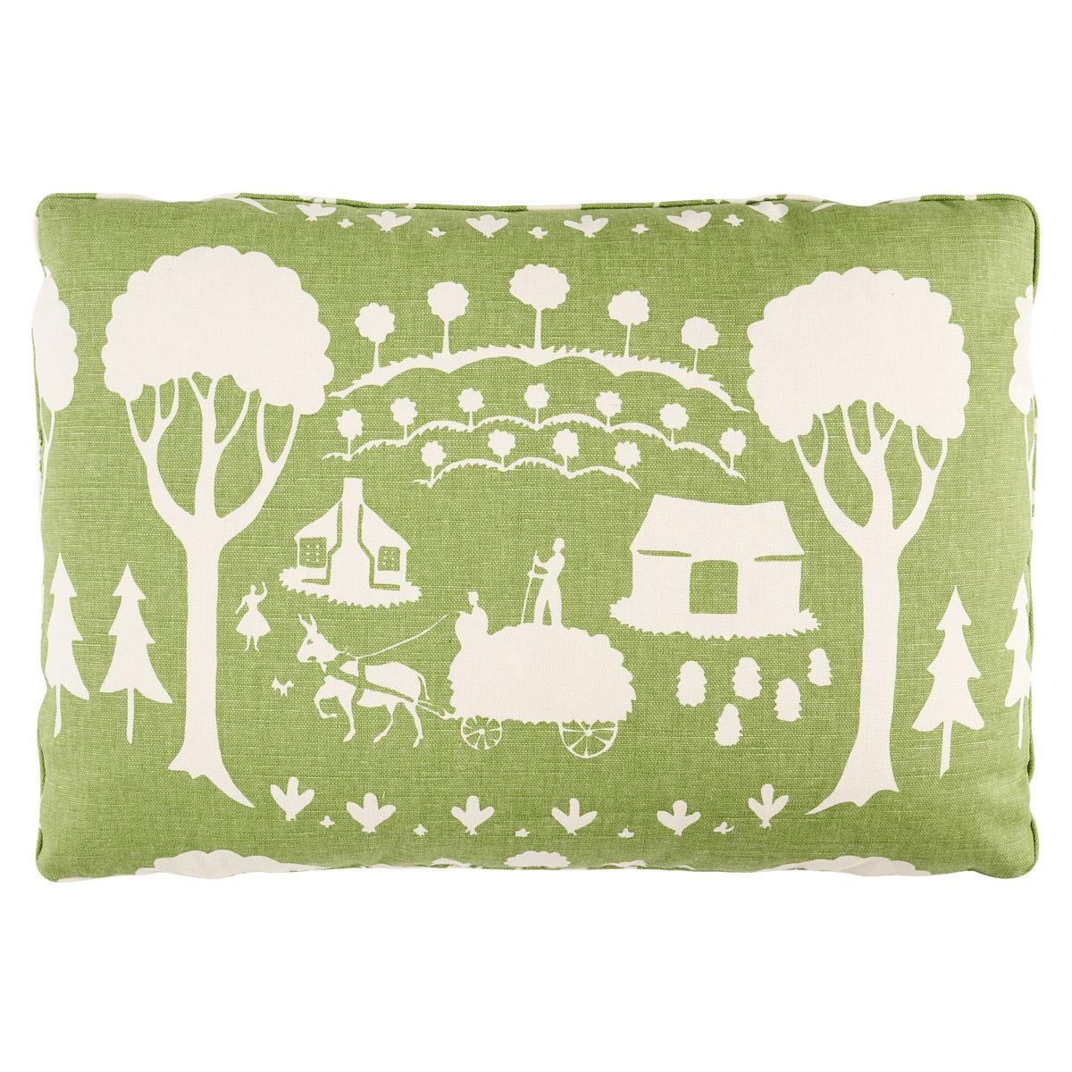 Schuamcher Farm Scene 20" Pillow in Green For Sale