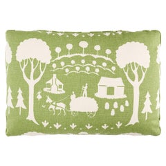 Coussin Schuamcher scène de ferme de 20 pouces en vert