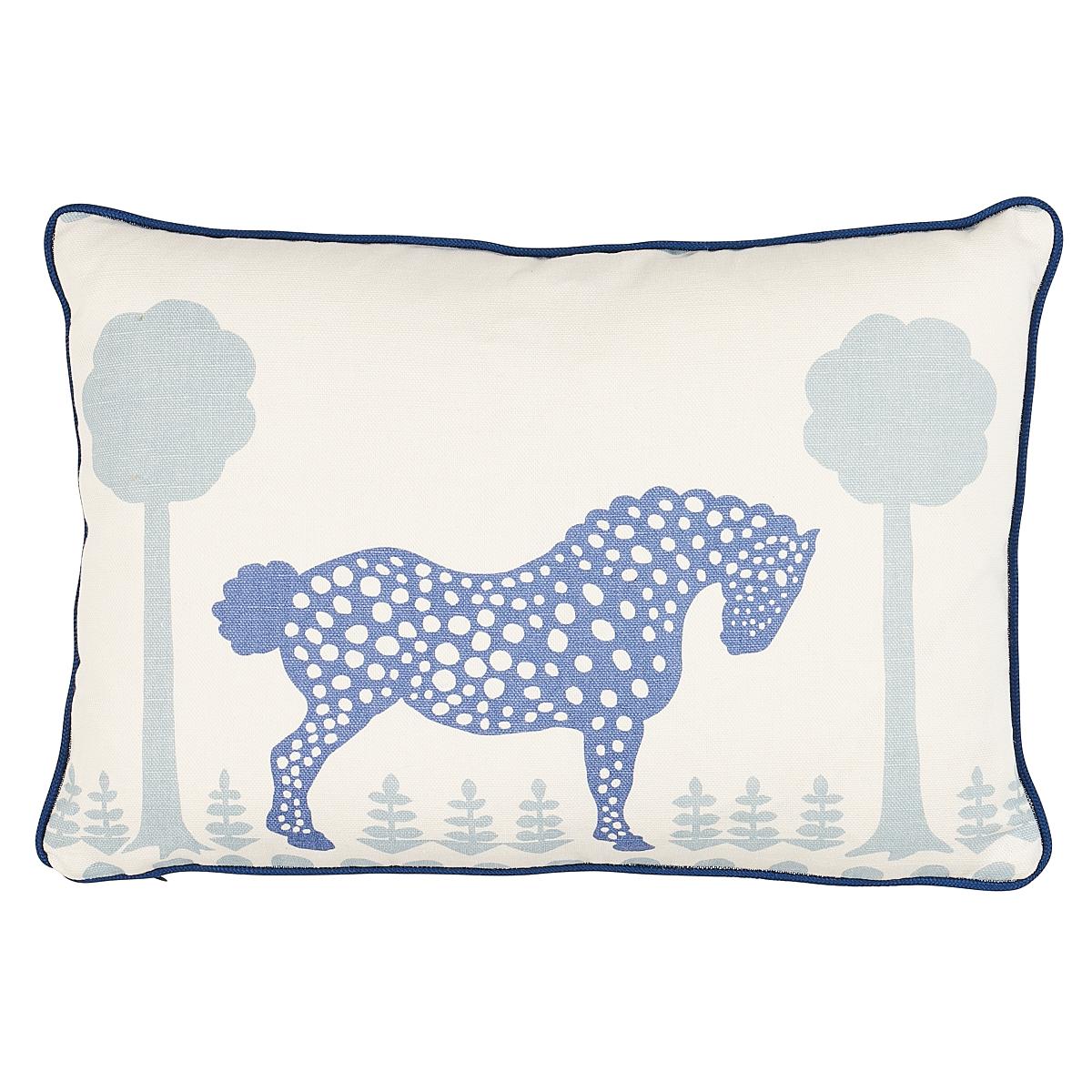 Schuamcher Polka Dot Pony 18" Pillow in Blue For Sale