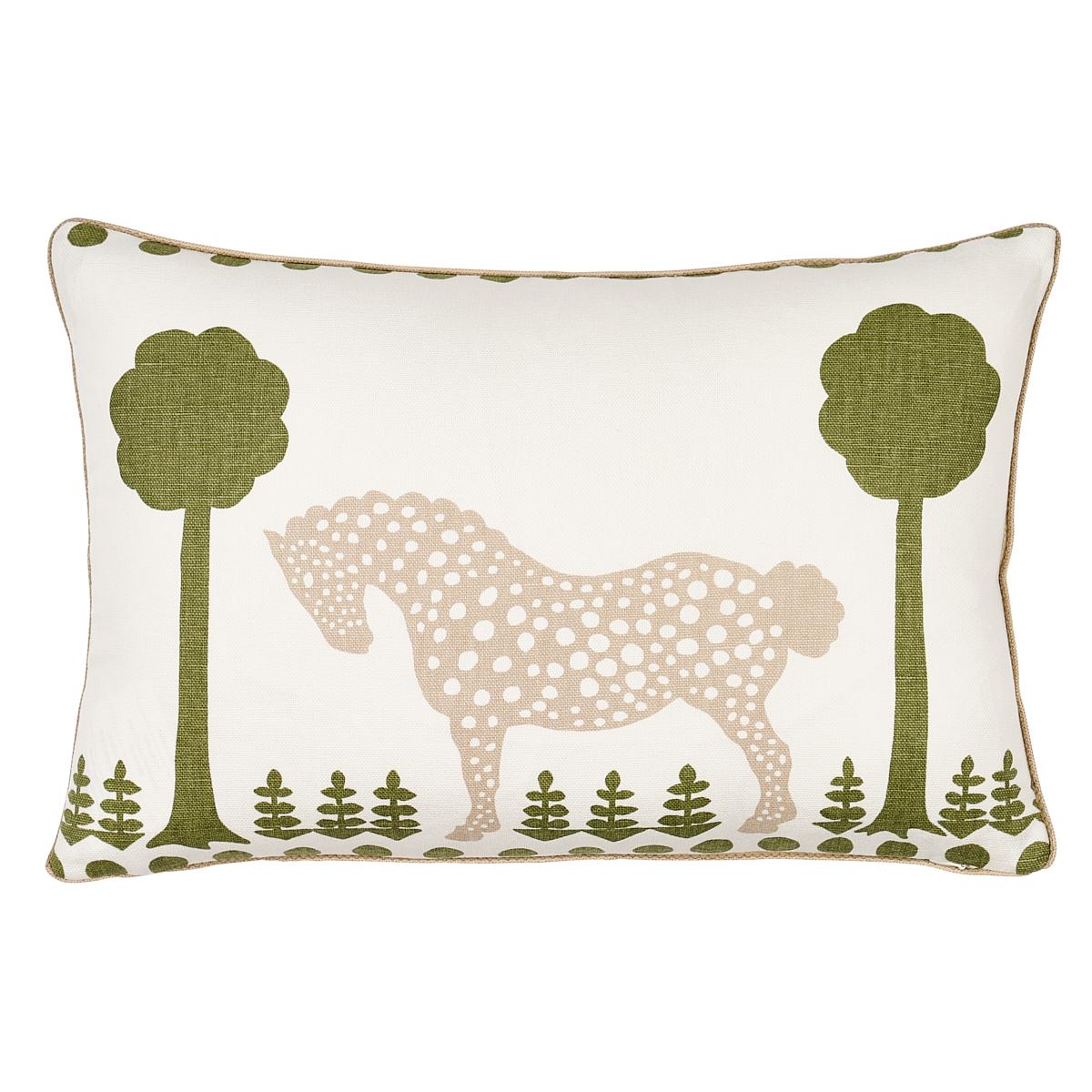 Schuamcher Polka Dot Pony 18" Pillow in Olive For Sale