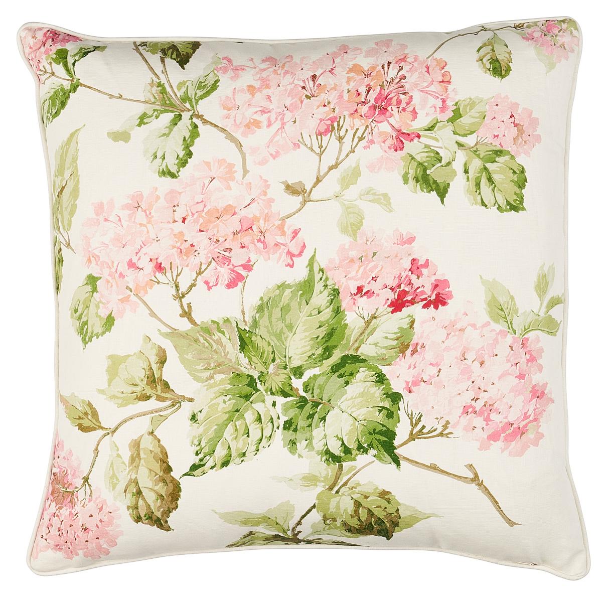 Schuamcher Summer Hydrangea 22" Pillow in Blush For Sale