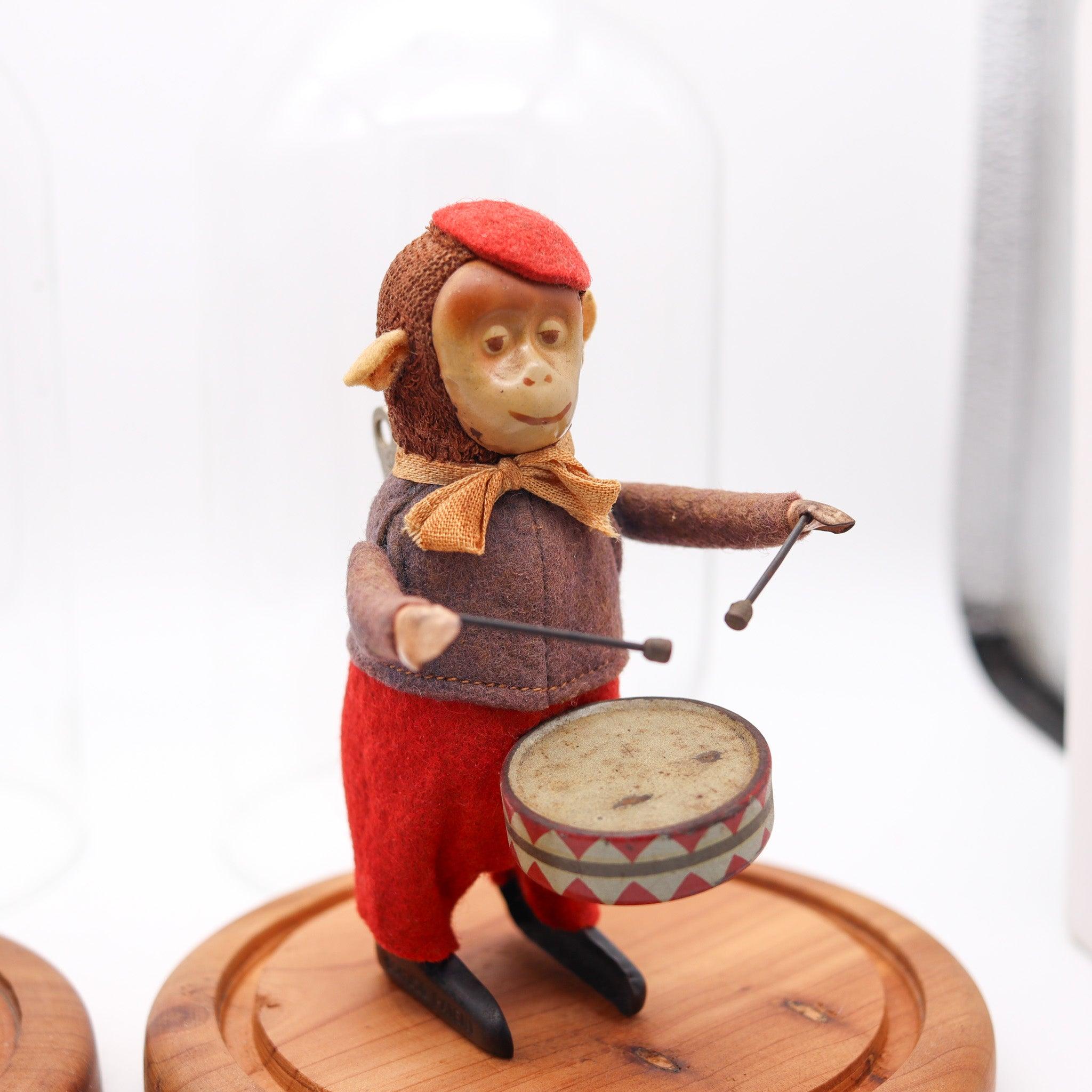 SCHUCO 1920 Allemagne Set de Singes Mécaniques Musiciens Violoniste & Drumber en vente 2