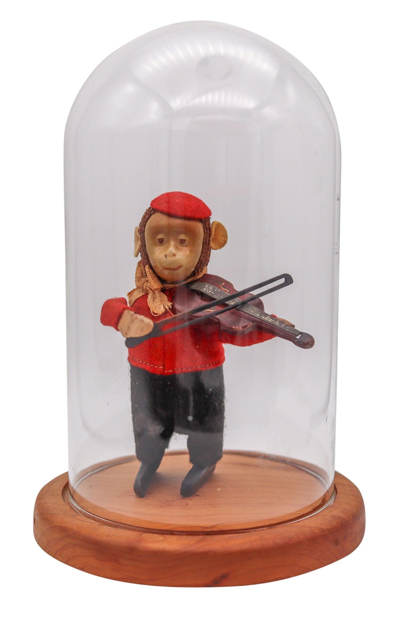 Art déco SCHUCO 1920 Allemagne Set de Singes Mécaniques Musiciens Violoniste & Drumber en vente