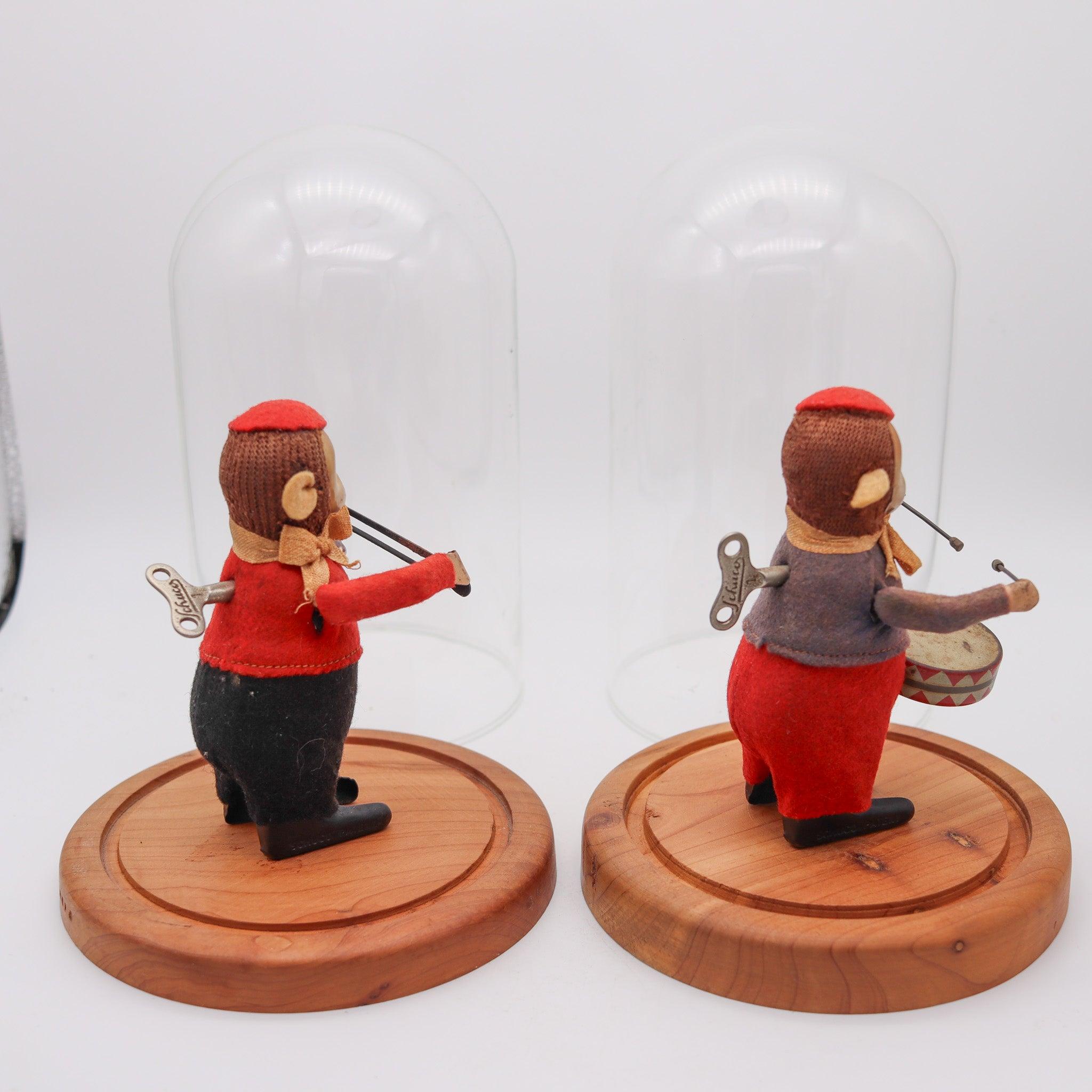 SCHUCO 1920 Allemagne Set de Singes Mécaniques Musiciens Violoniste & Drumber Bon état - En vente à Miami, FL