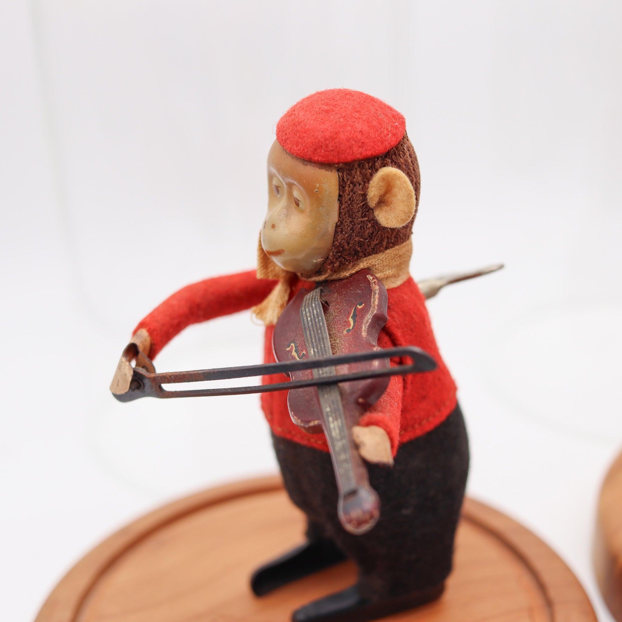 SCHUCO 1920 Allemagne Set de Singes Mécaniques Musiciens Violoniste & Drumber en vente 1