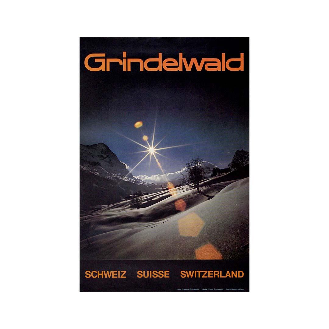 Circa 1970 Original travel poster for Grindelwald in Switzerland For Sale 2