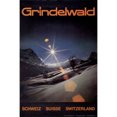 Circa 1970 Original travel poster for Grindelwald in Switzerland