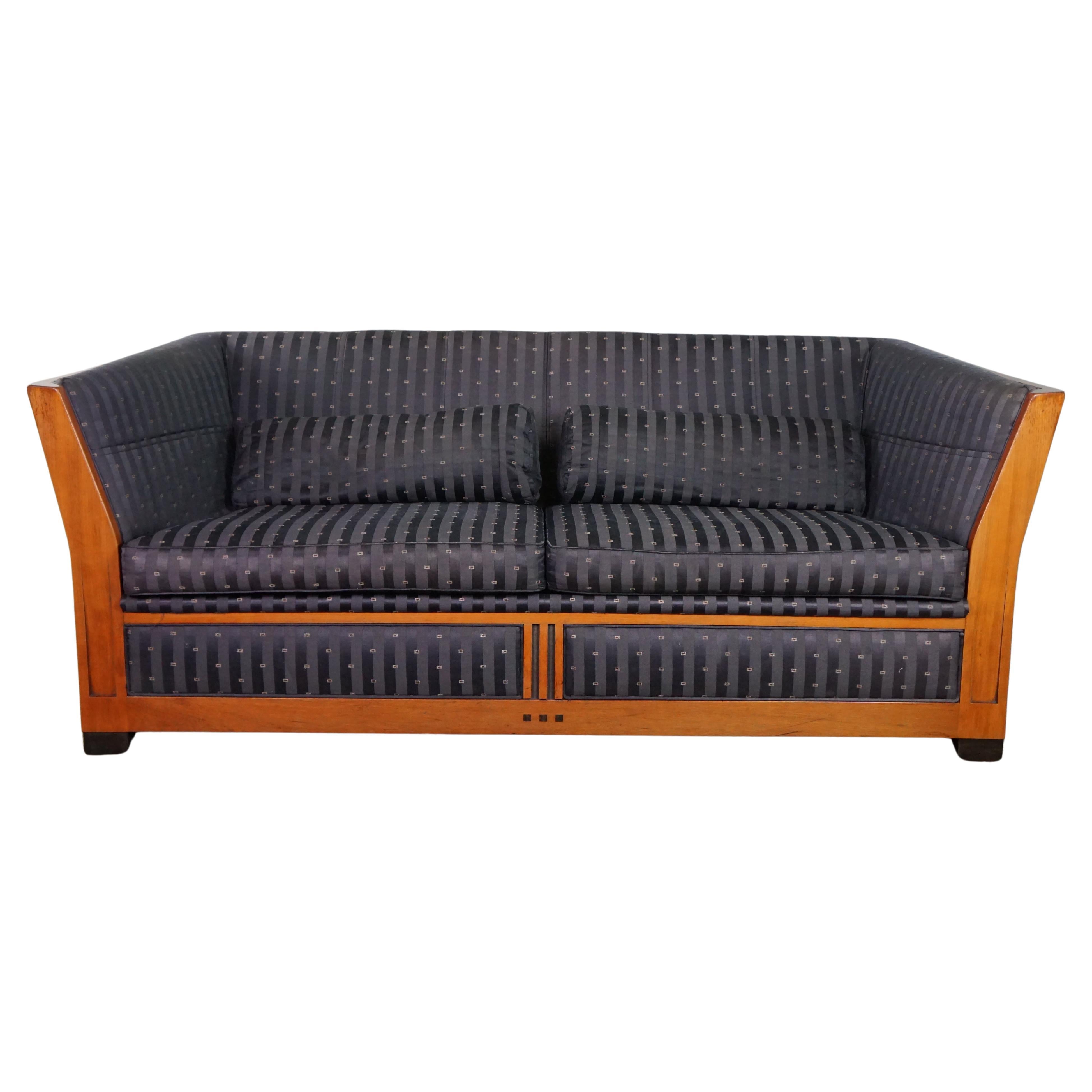 Schuitema Art Deco design 2.5-seater sofa with anthracite fabric upholstery For Sale