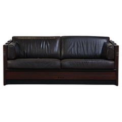 Schuitema Art Deco leather 2.5 seater design sofa, model Baldwin, dark brown