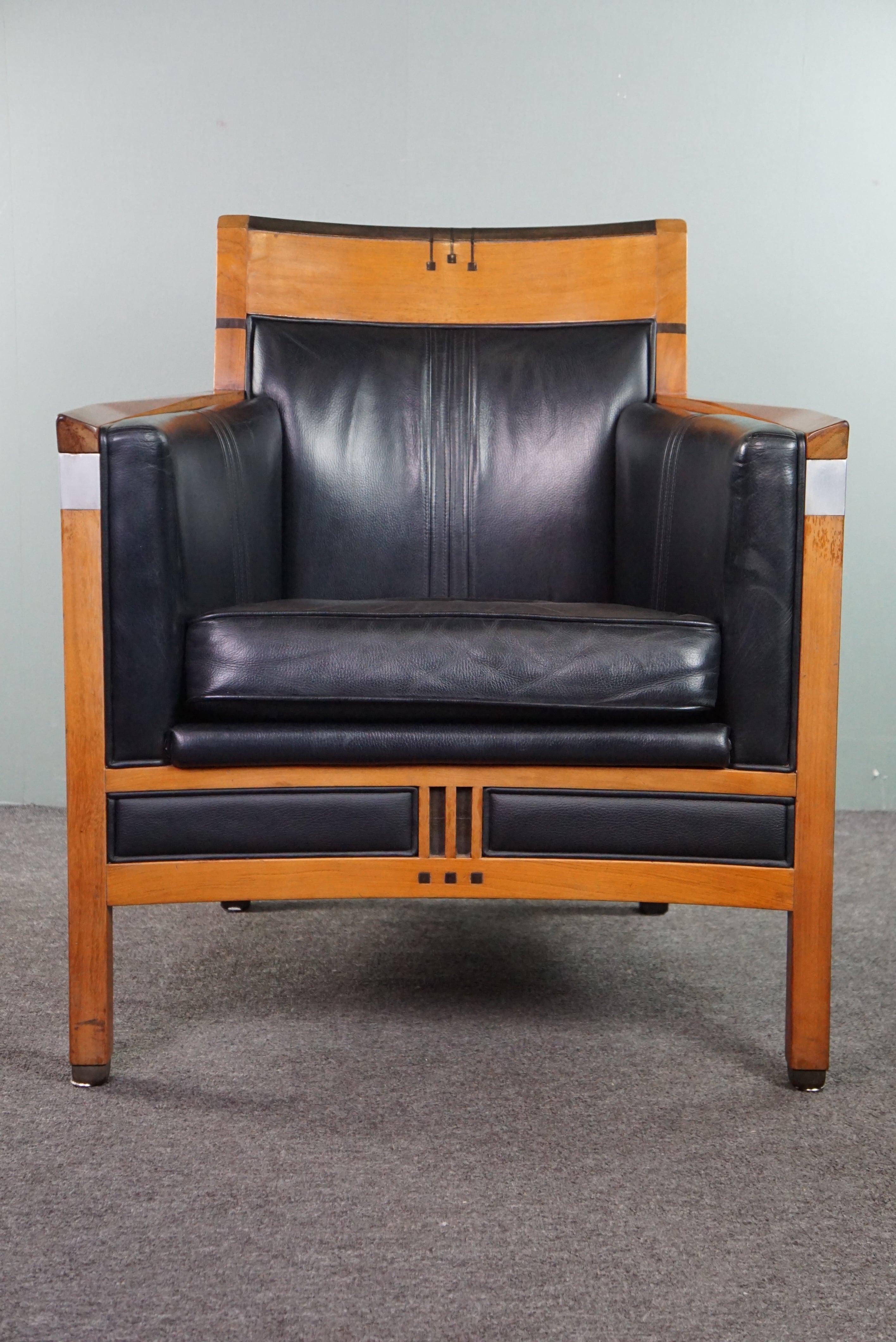 Dutch Schuitema Decoforma Art Deco design black armchair with beautifull acccents For Sale