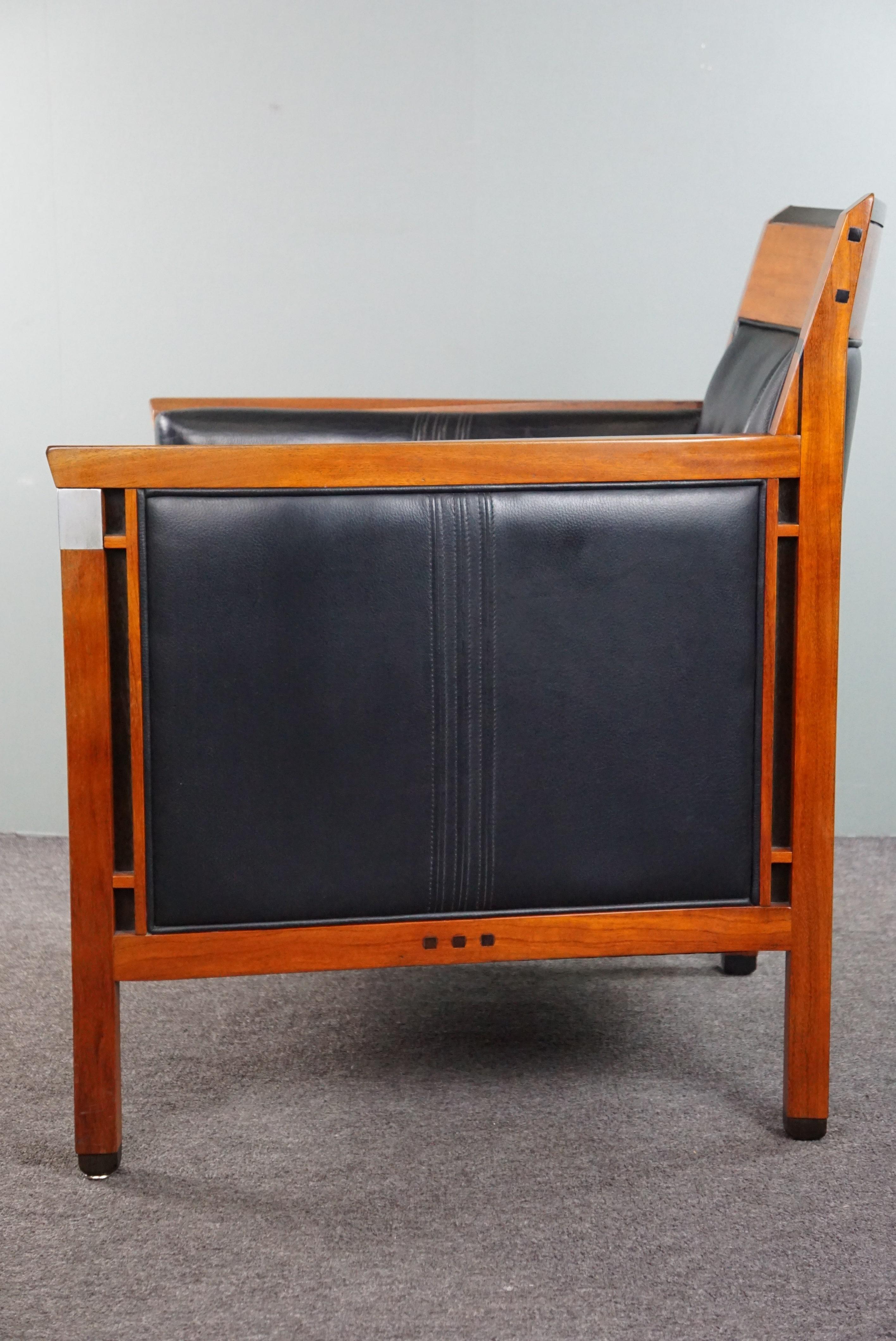 20th Century Schuitema Decoforma Art Deco design black armchair with beautifull acccents For Sale
