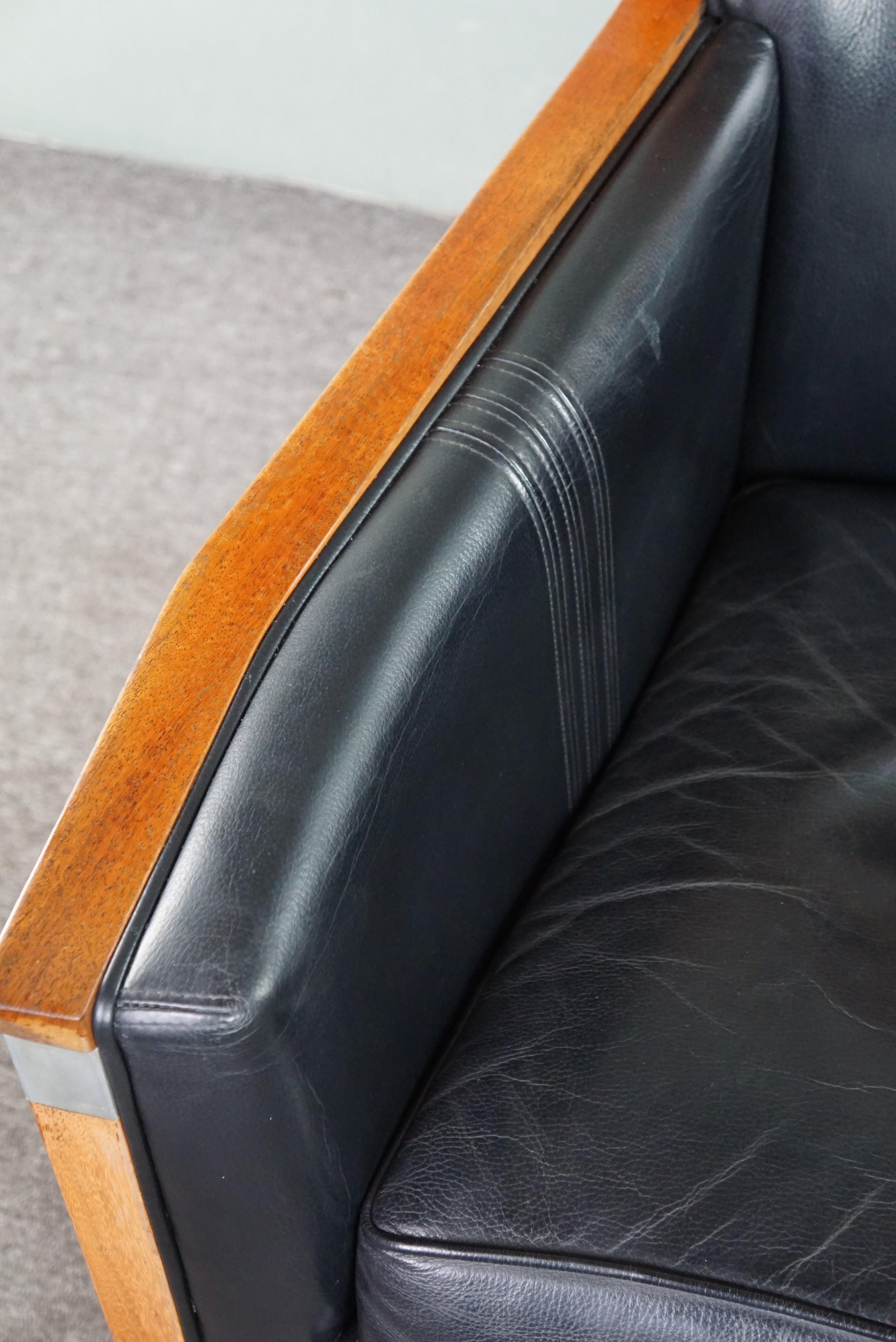 Schuitema Decoforma Art Deco design black armchair with beautifull acccents For Sale 1