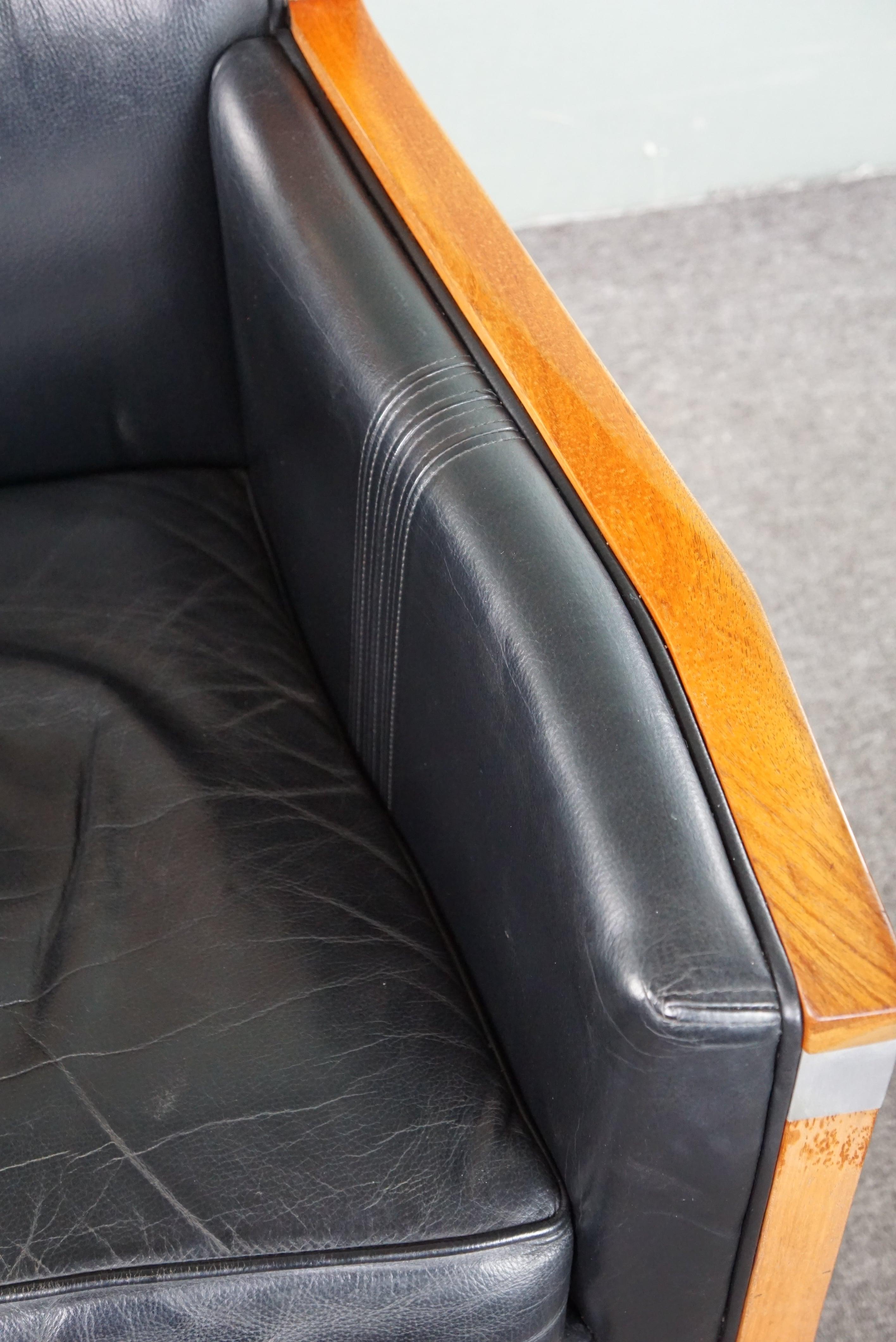 Schuitema Decoforma Art Deco design black armchair with beautifull acccents For Sale 2