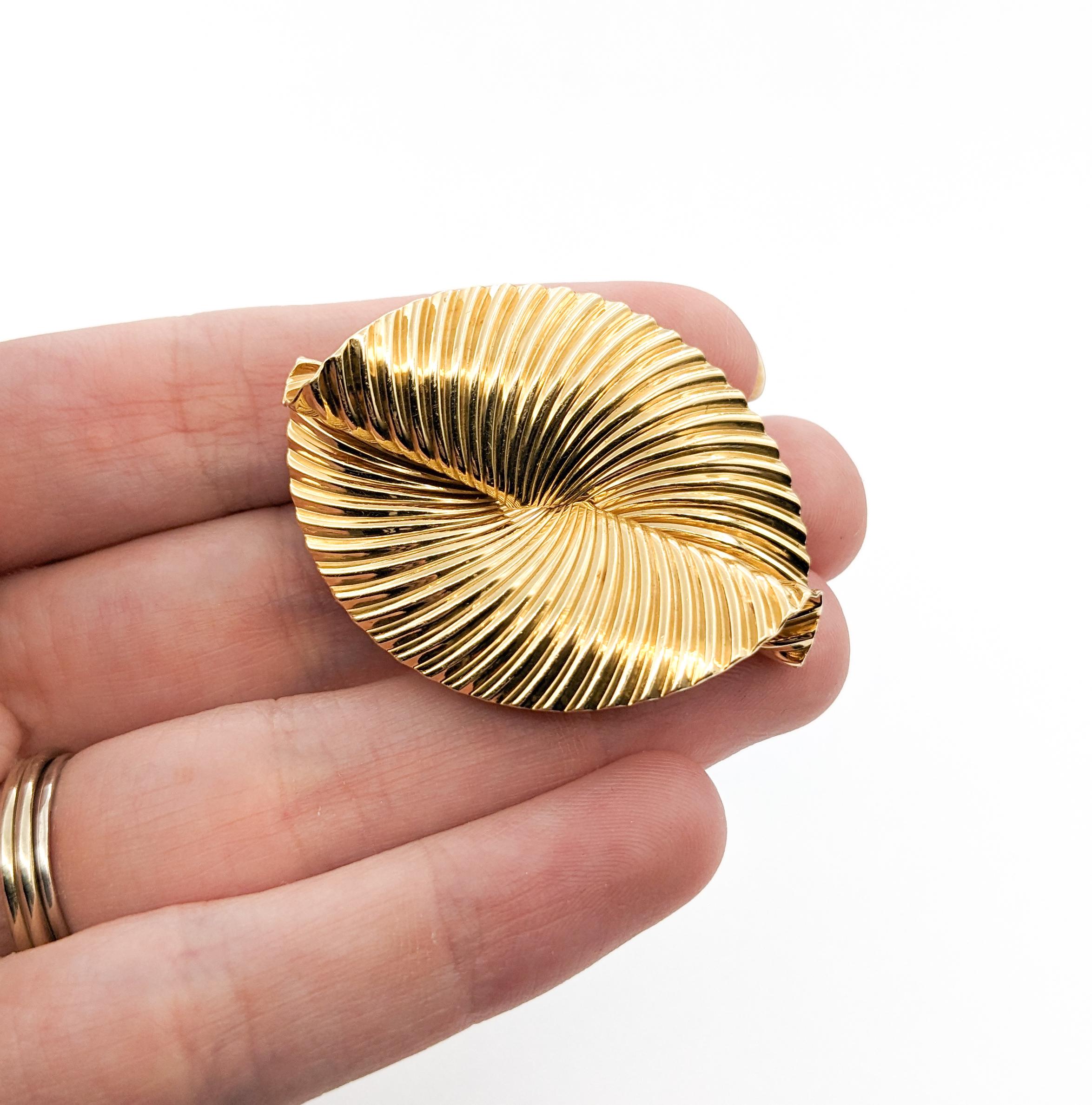 Modern Mid-Century George Schuler for Tiffany Swirl Brooch In Yellow Gold  For Sale